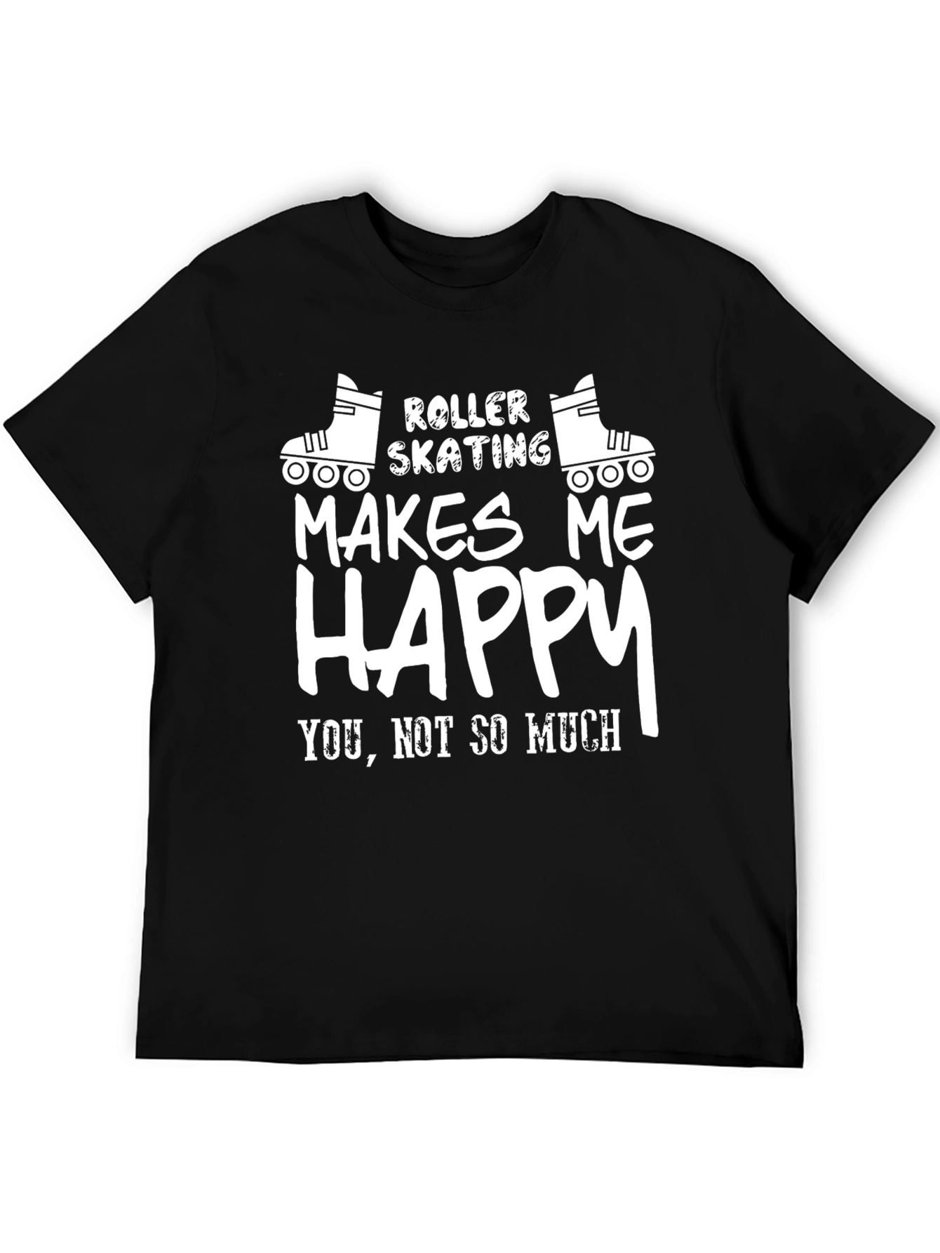 Black Roller Skating Makes Me Happy Graphic T-Shirt view 5