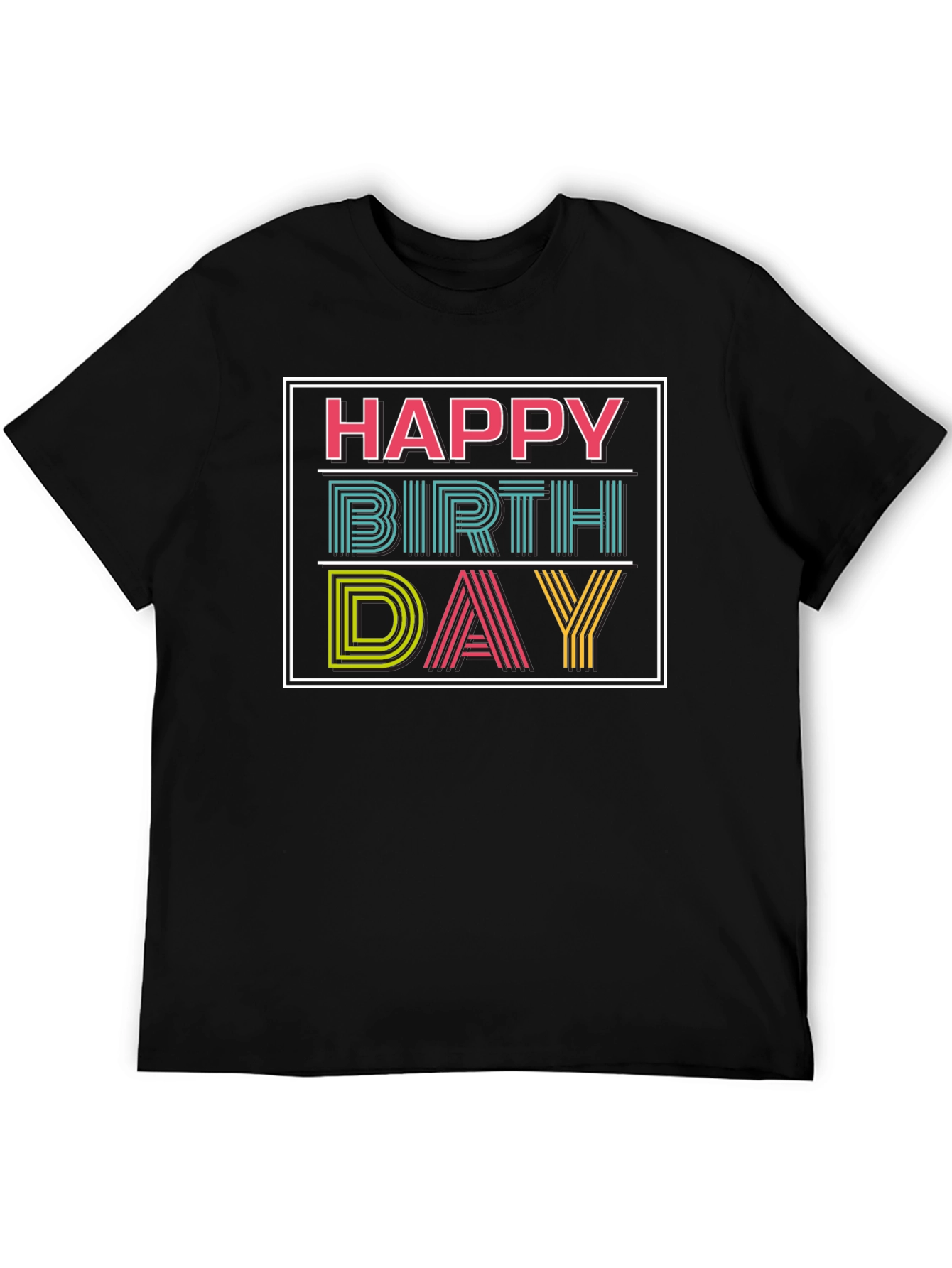 Black Happy Birthday Graphic Print Black T-Shirt view 5