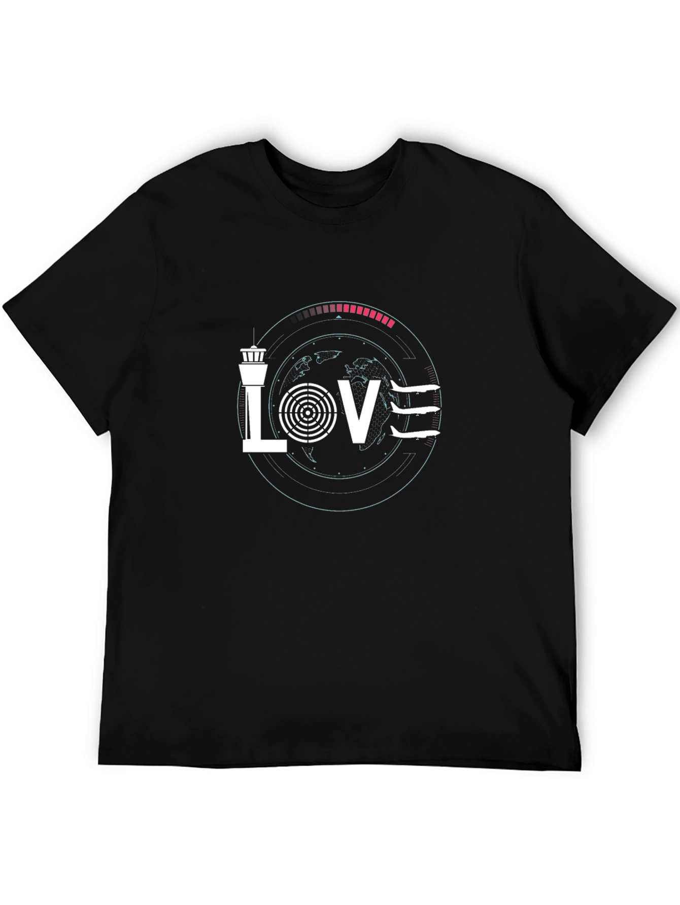 Black Air Traffic Controller Love T-Shirt view 5