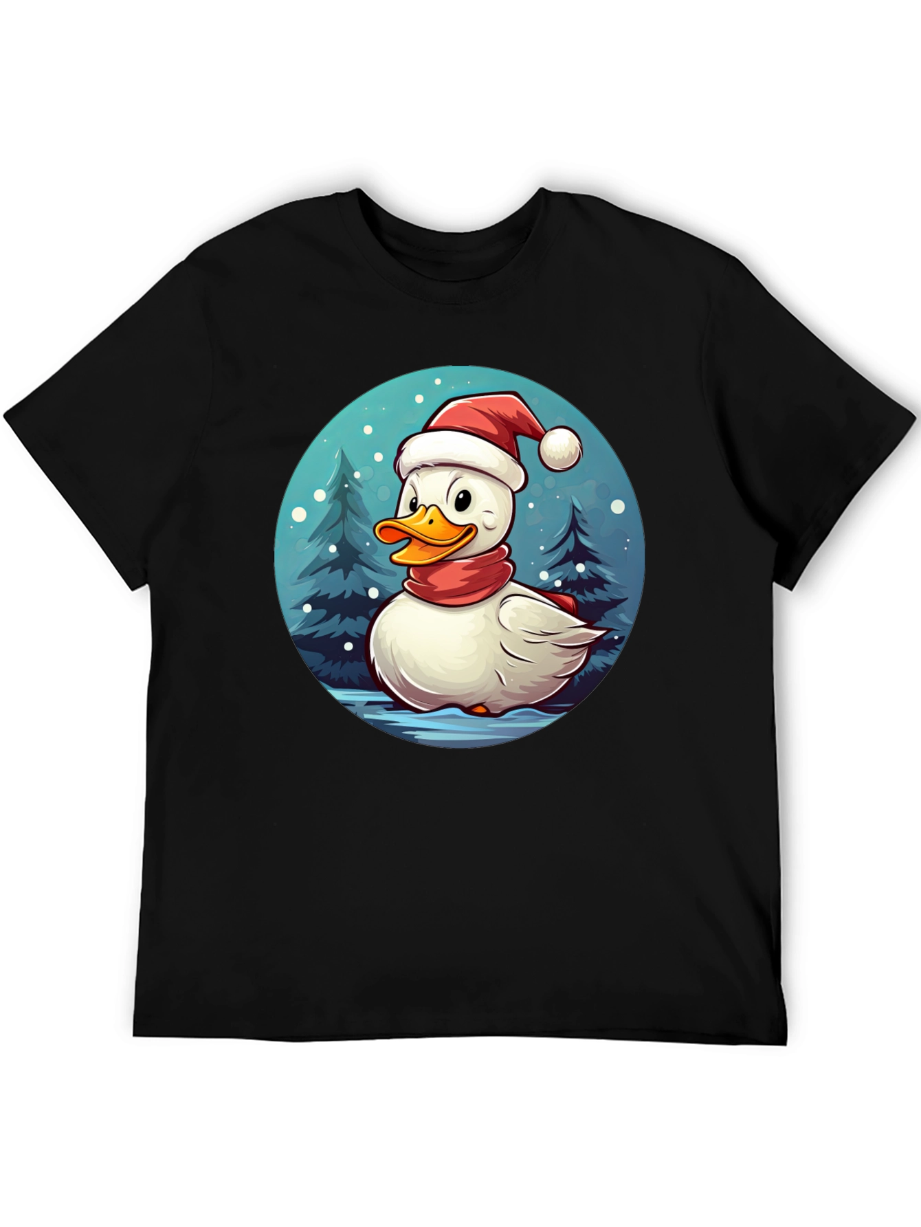 Black Festive Duck Holiday T-Shirt view 5