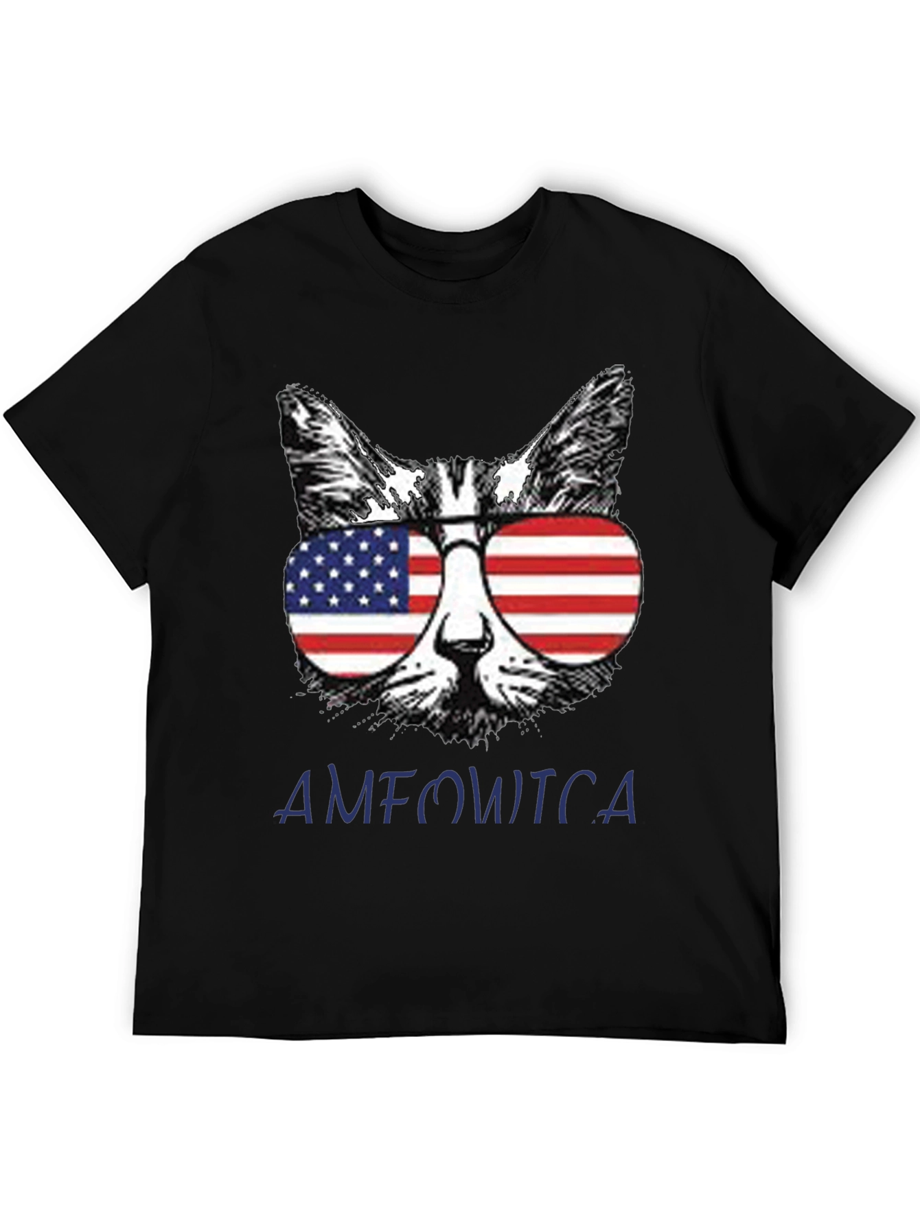 Black Patriotic Cat T-Shirt - "AMFOWTCA" Design view 5