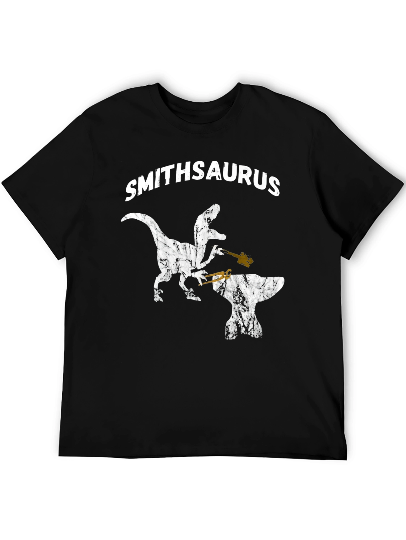 Black Smithsaurus Black T-Shirt - Dinosaur Blacksmith view 5
