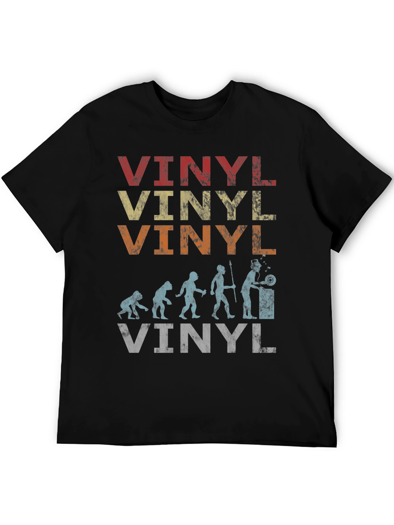 Black Vintage Vinyl Evolution T-Shirt - Music Lover Tee view 5