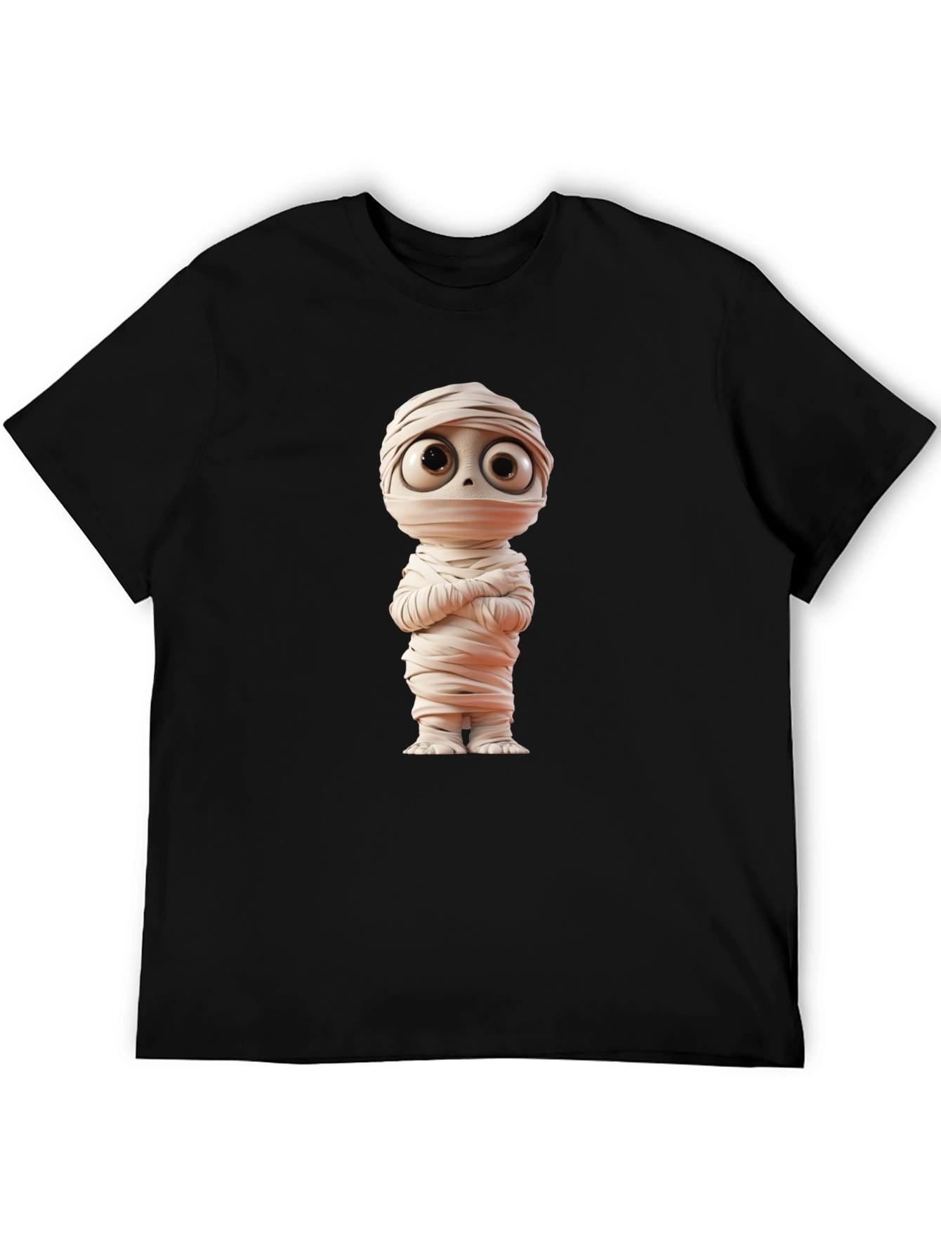 Black Cartoon Mummy Graphic Tee - Black Cotton Blend view 5