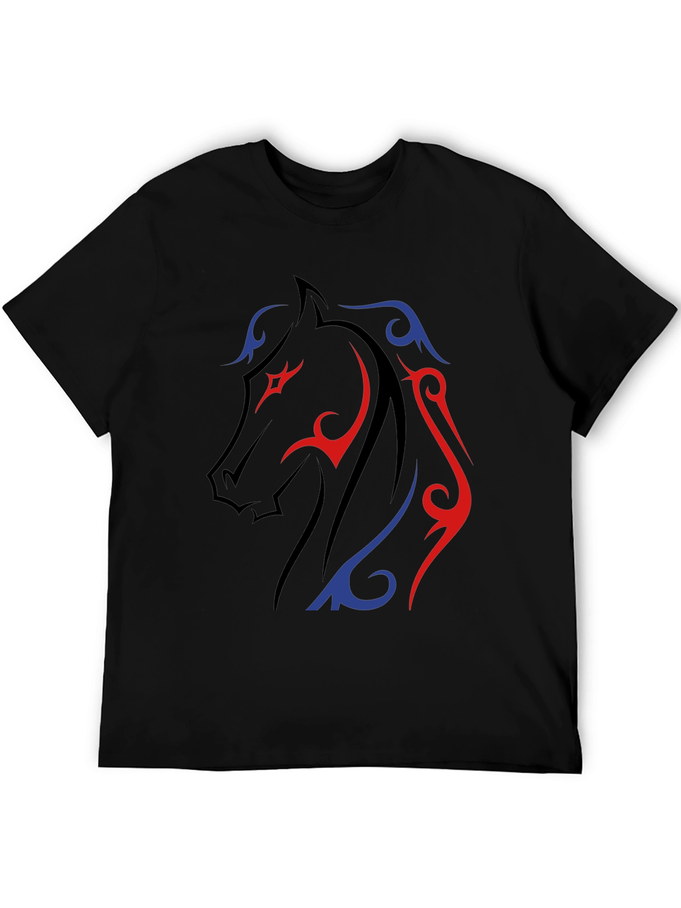 Black Tribal Horse Graphic Tee - Black view 5