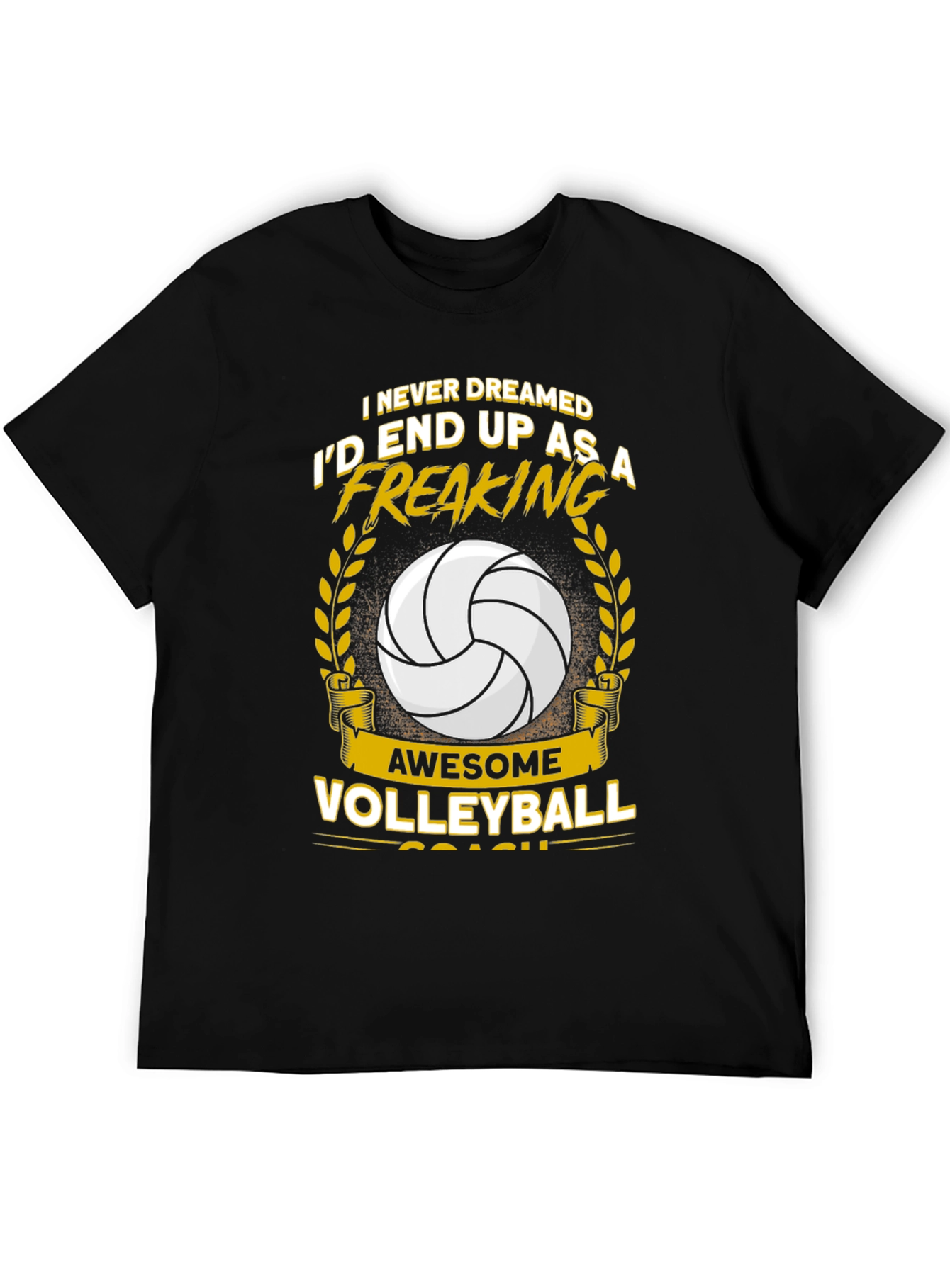 Black Awesome Volleyball Coach Graphic T-Shirt view 5