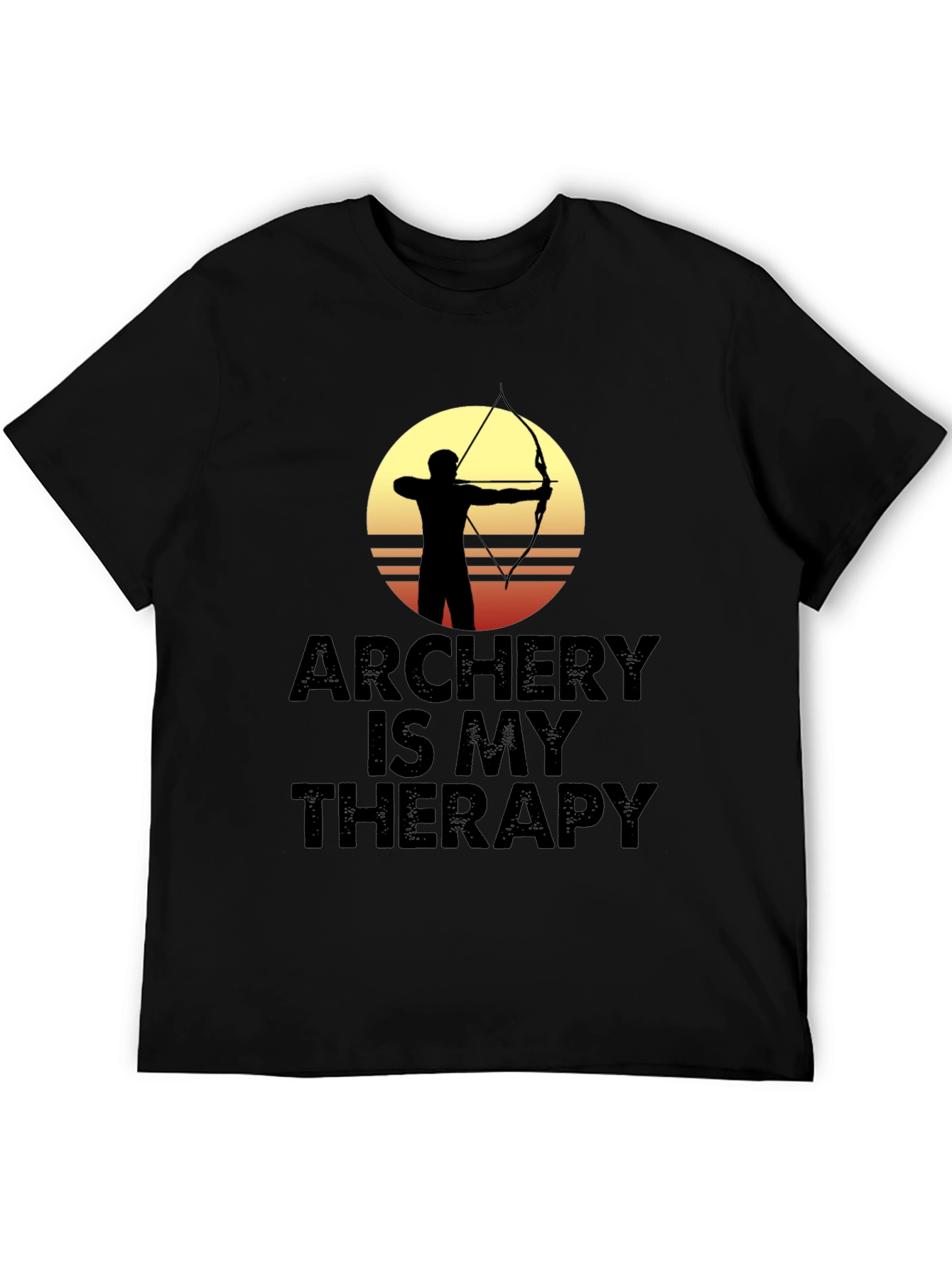Black Archery Is My Therapy T-Shirt - Archer Silhouette Graphic Tee view 5