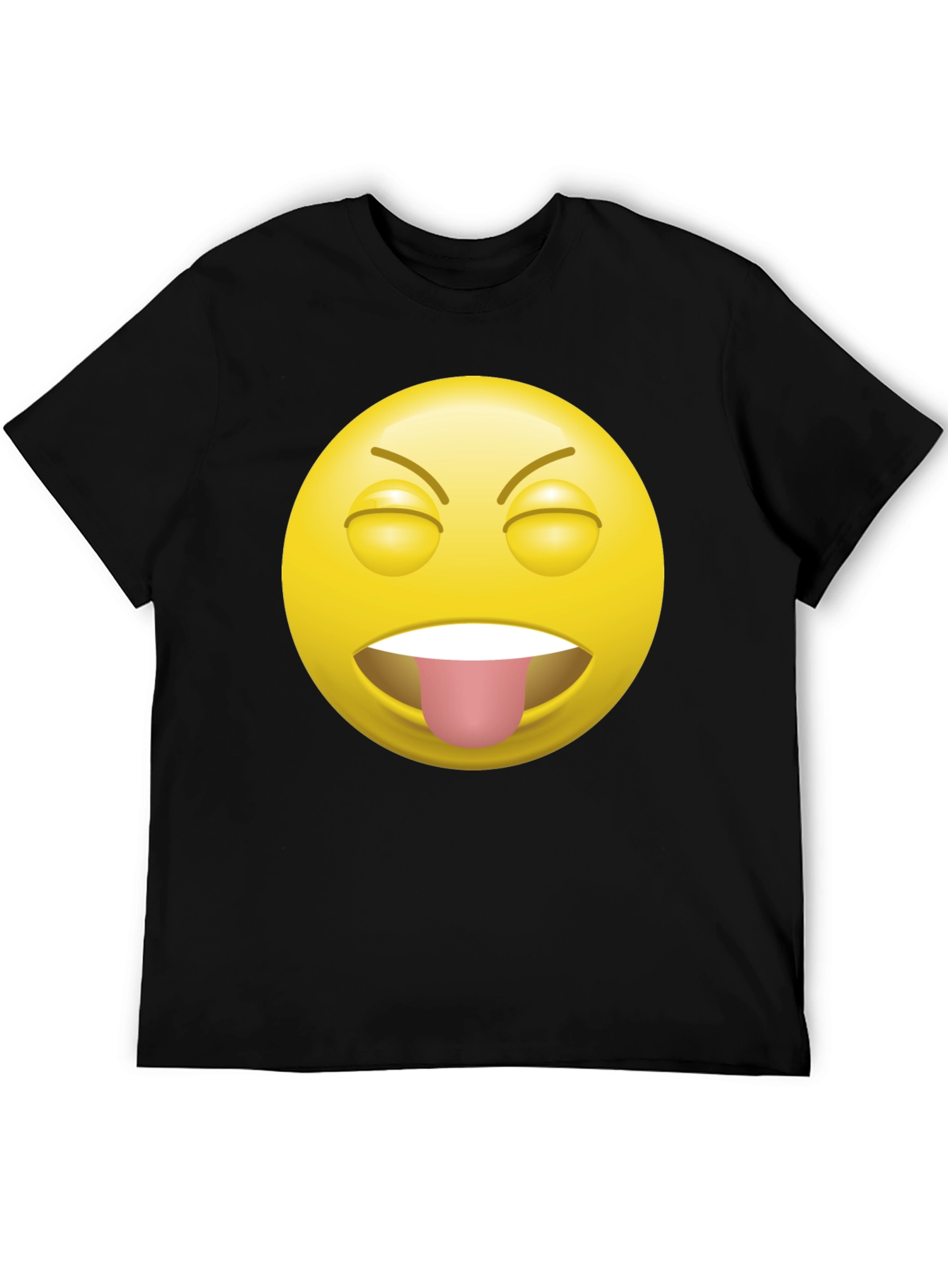 Black Funny Emoji Tongue Out Black T-Shirt view 5