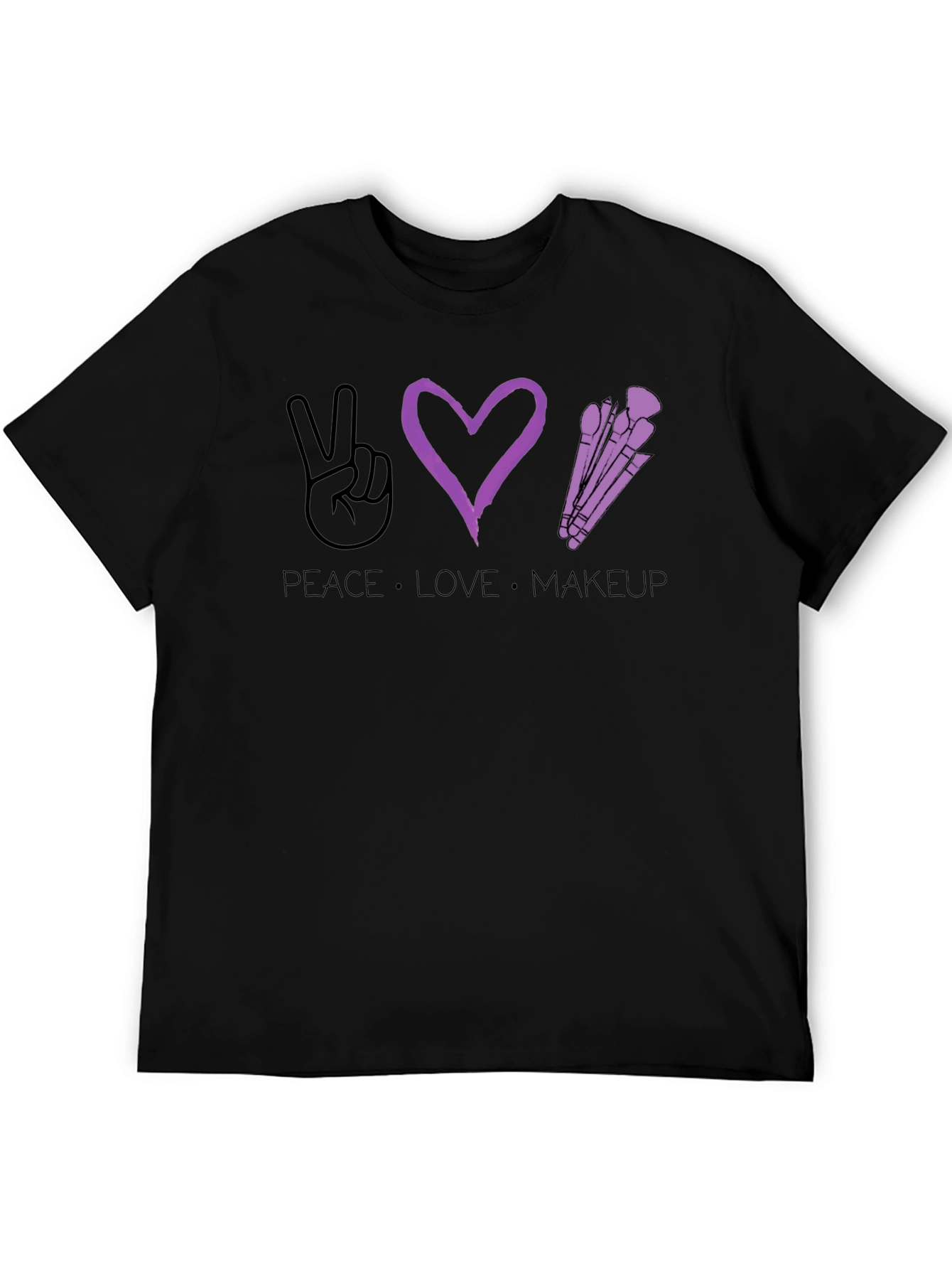 Black Peace Love Makeup T-Shirt - Stylish Graphic Tee view 5