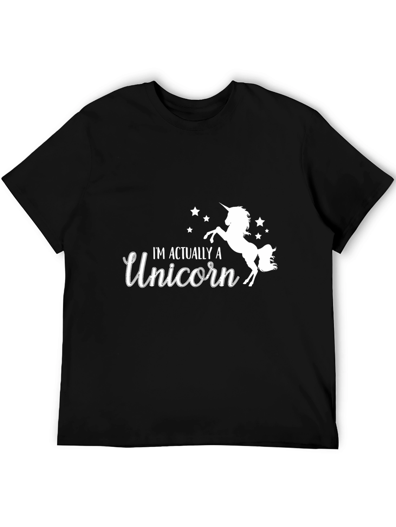 Black I'm Actually a Unicorn Black T-Shirt view 5