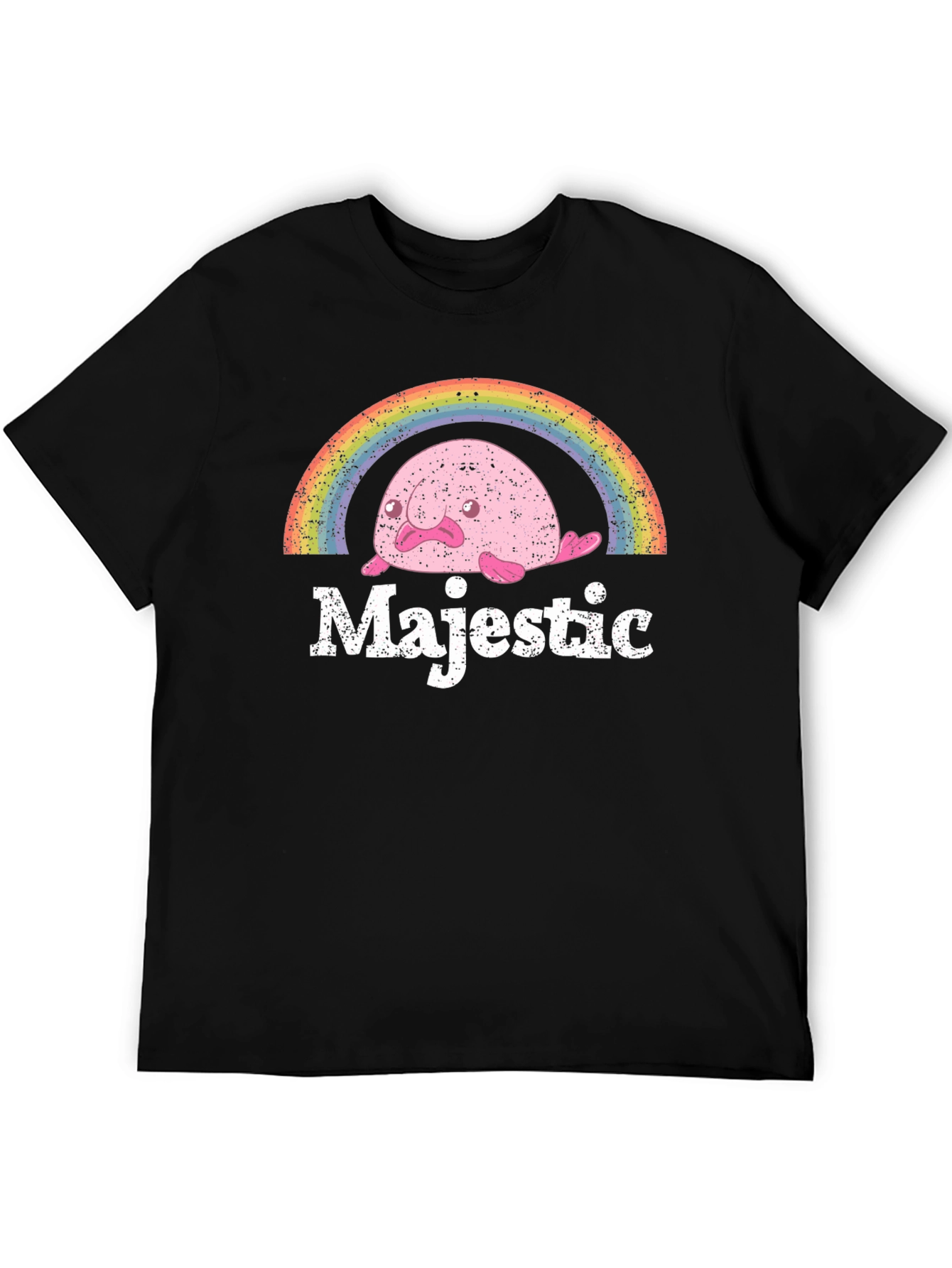 Black Majestic Blobfish Rainbow Graphic T-Shirt view 5