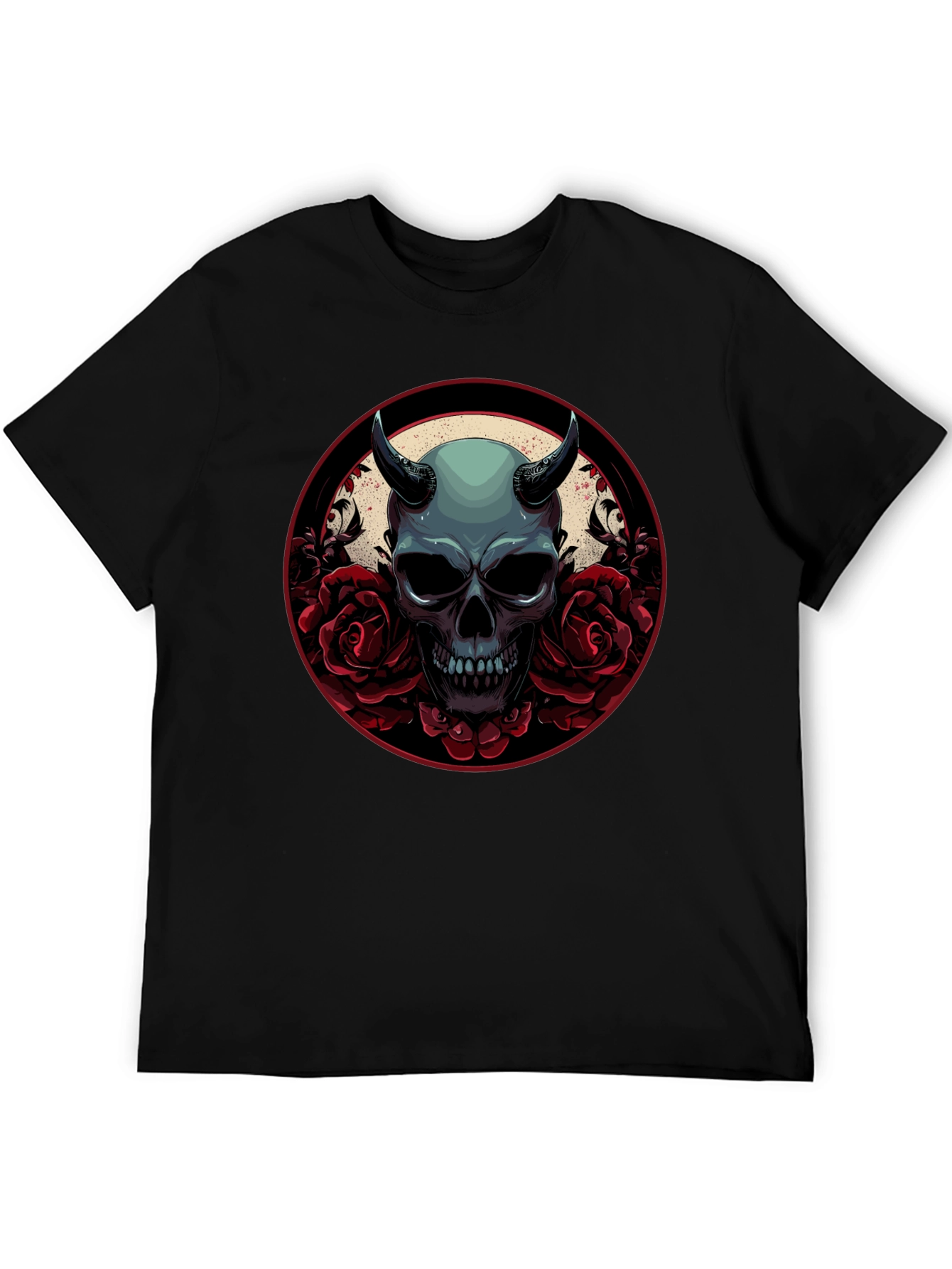 Black Skull & Roses Graphic Tee - Dark Aesthetic view 5