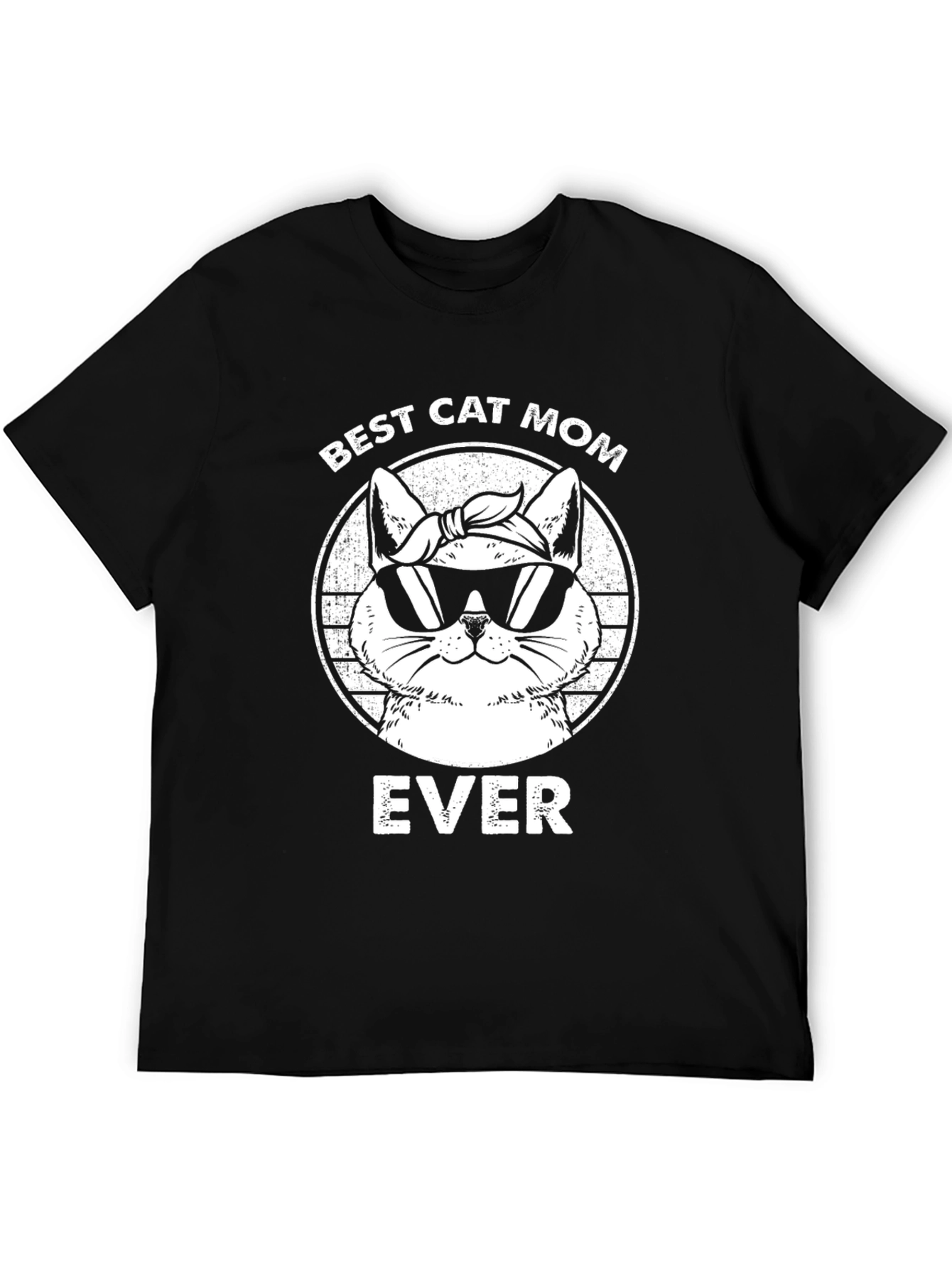 Black Best Cat Mom Ever T-Shirt - Cool Cat Design view 5