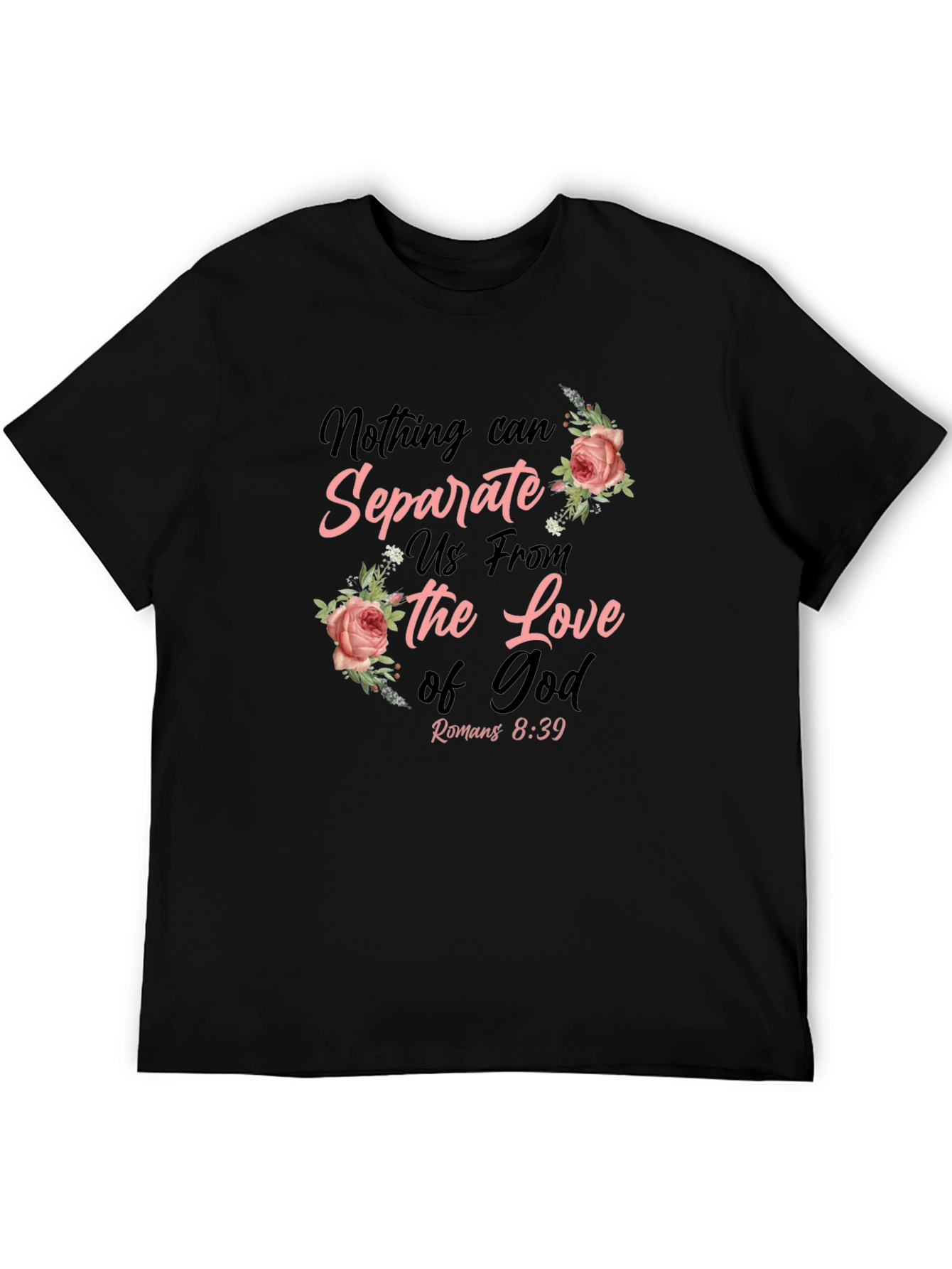 Black Floral 'Love of God' T-Shirt view 5
