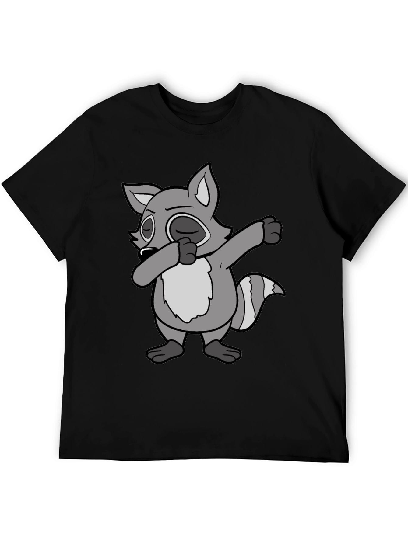 Black Dabbing Raccoon Graphic Tee view 5