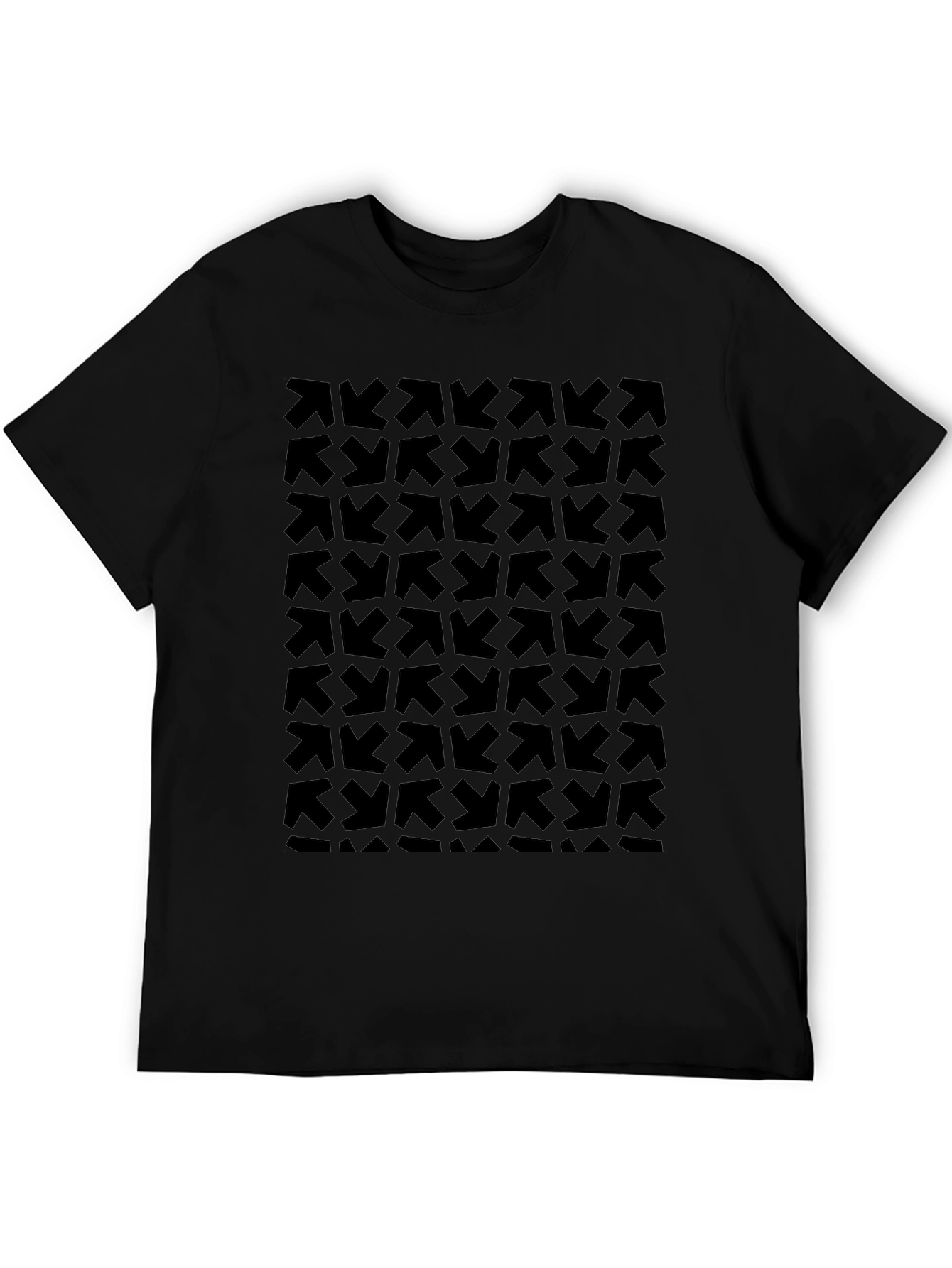 Abstract Arrow Pattern Black T-Shirt - Modern Graphic Tee - 5