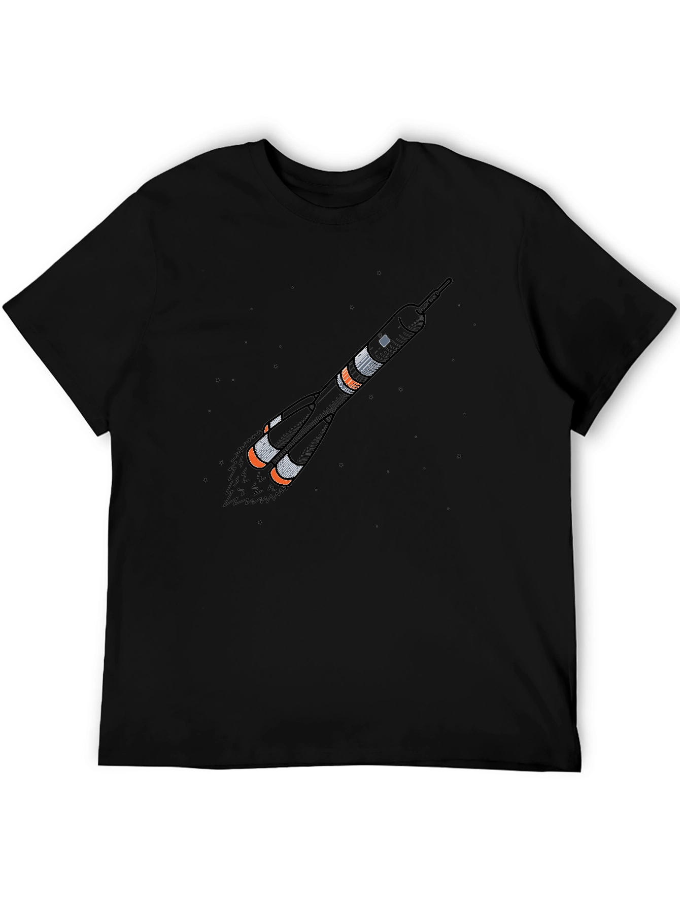Black Rocket Graphic T-Shirt - Space Launch Design view 5
