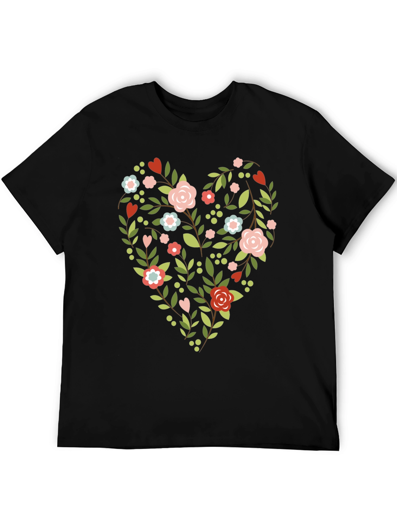 Black Floral Heart Tee - Stylish & Unique Design view 5