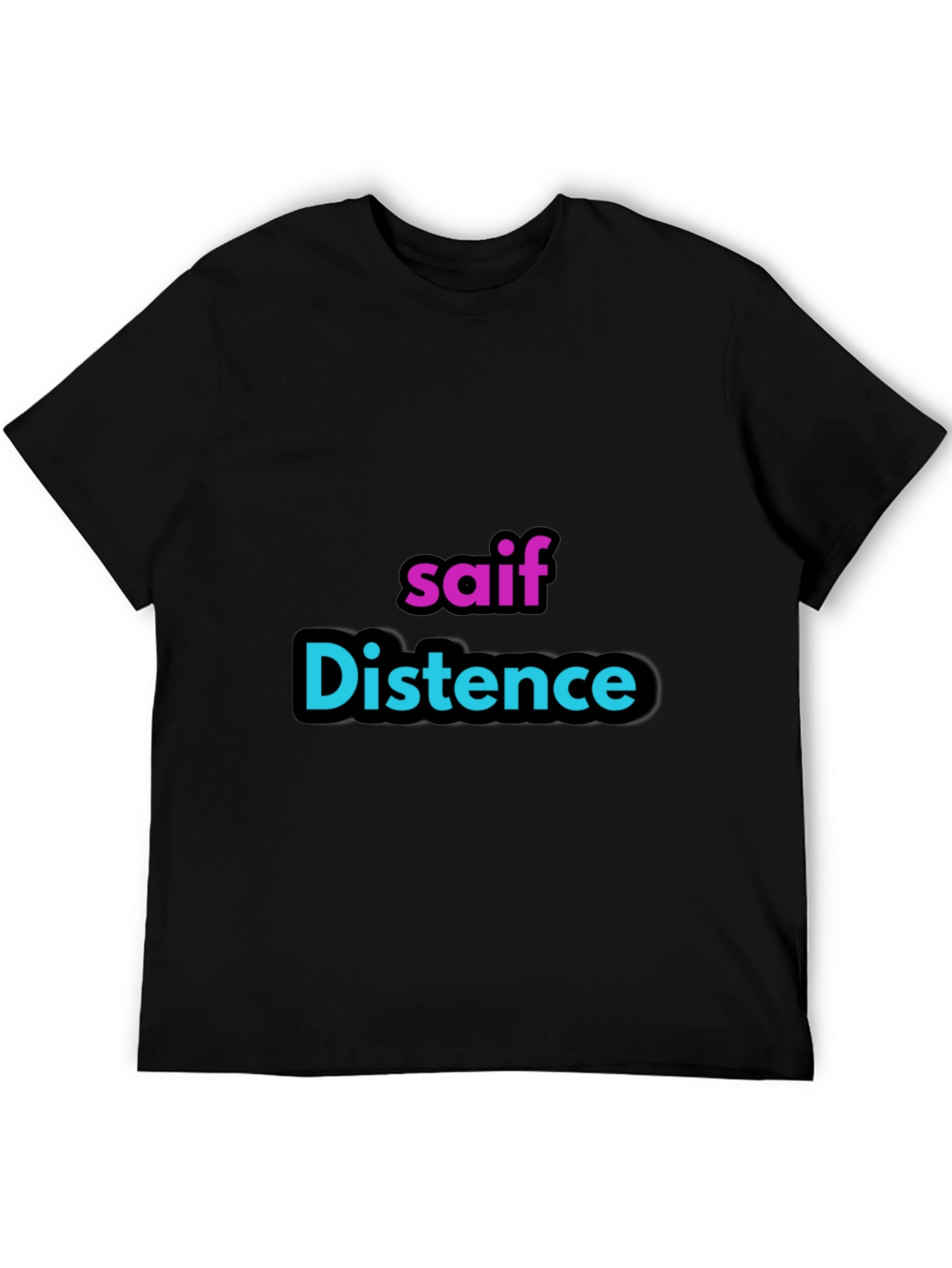 Black Personalized "saif Distence" Black T-Shirt view 5