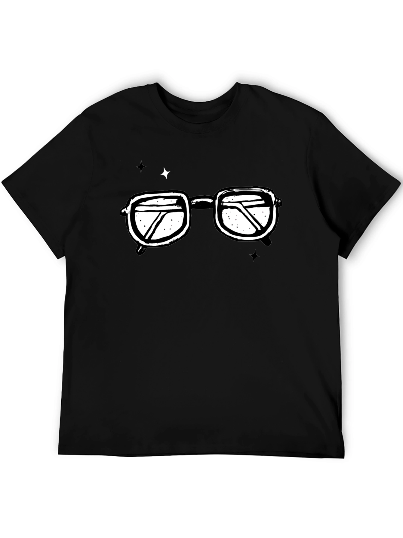 Black Retro Glasses Graphic T-Shirt - Black Cotton Tee view 5