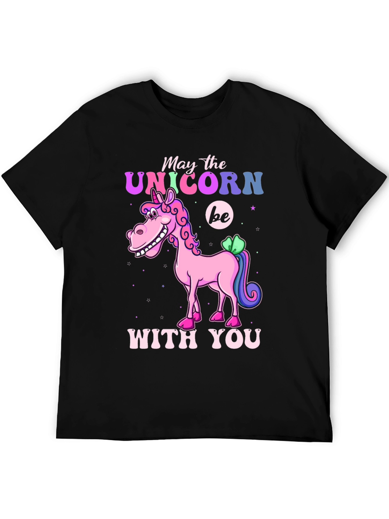 Black May the Unicorn Be With You T-Shirt view 5