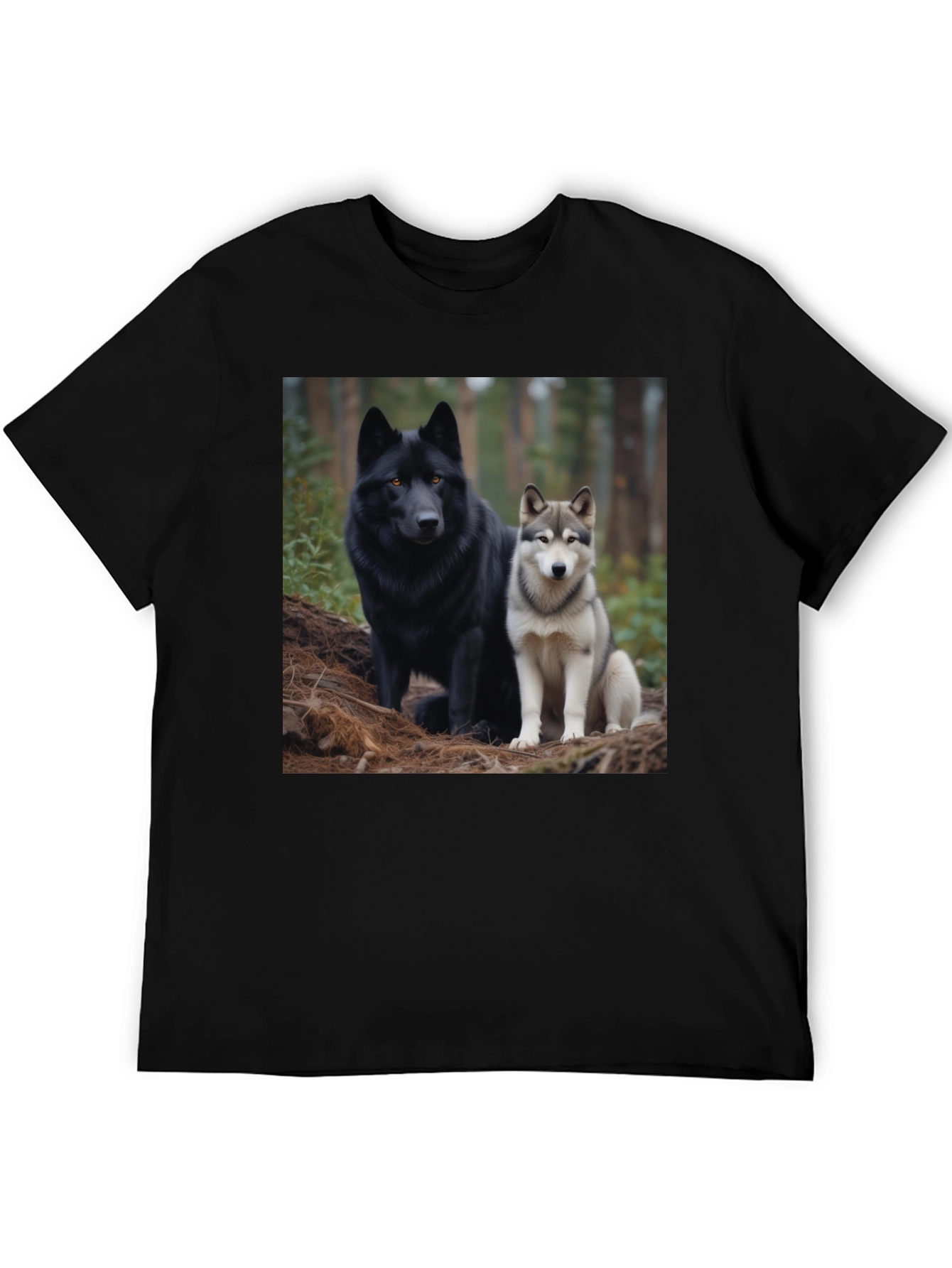 Wolf Pack Tee: Black T-Shirt with Canine Graphic - 5