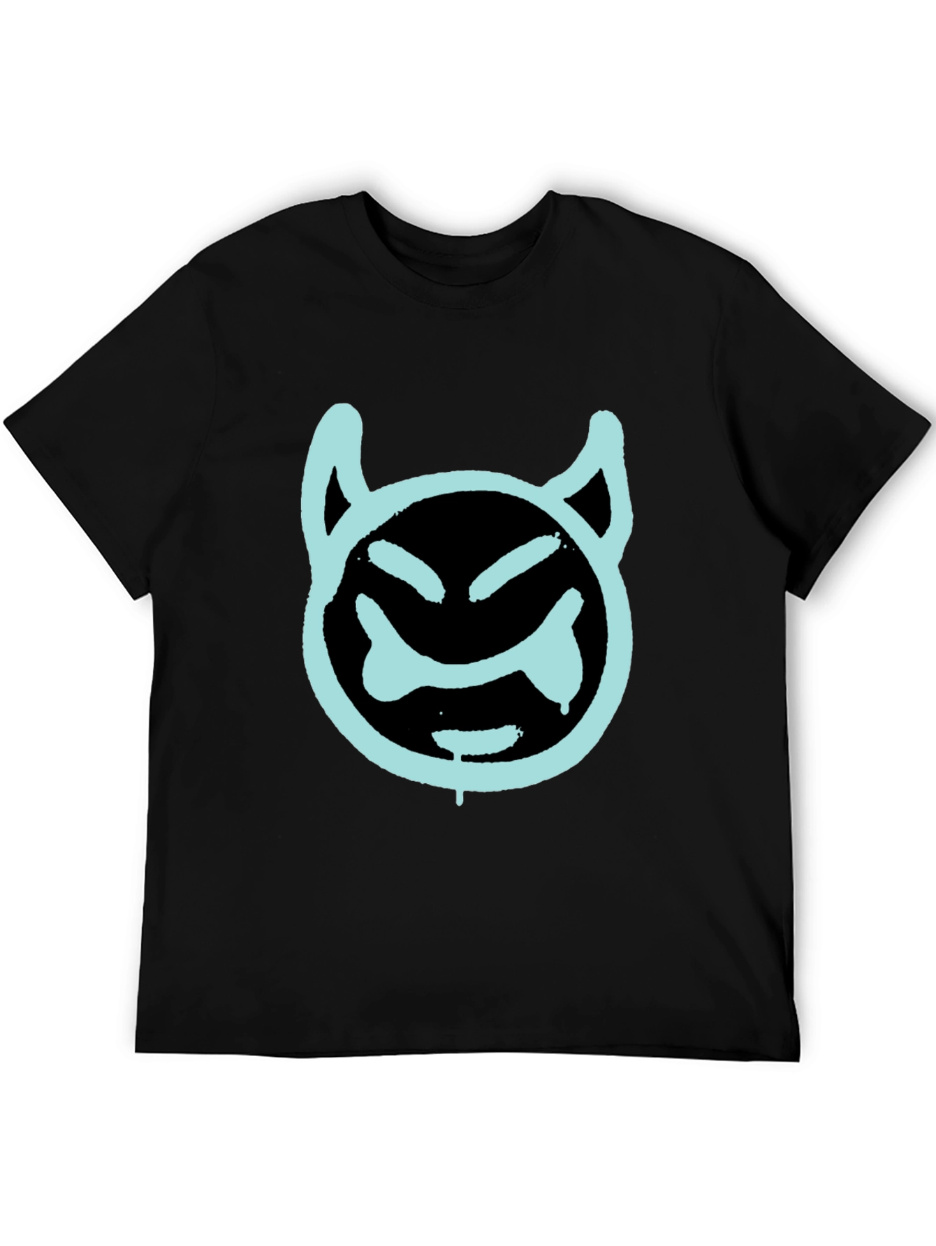 Black Cool Devil Face Graphic Black T-Shirt view 5
