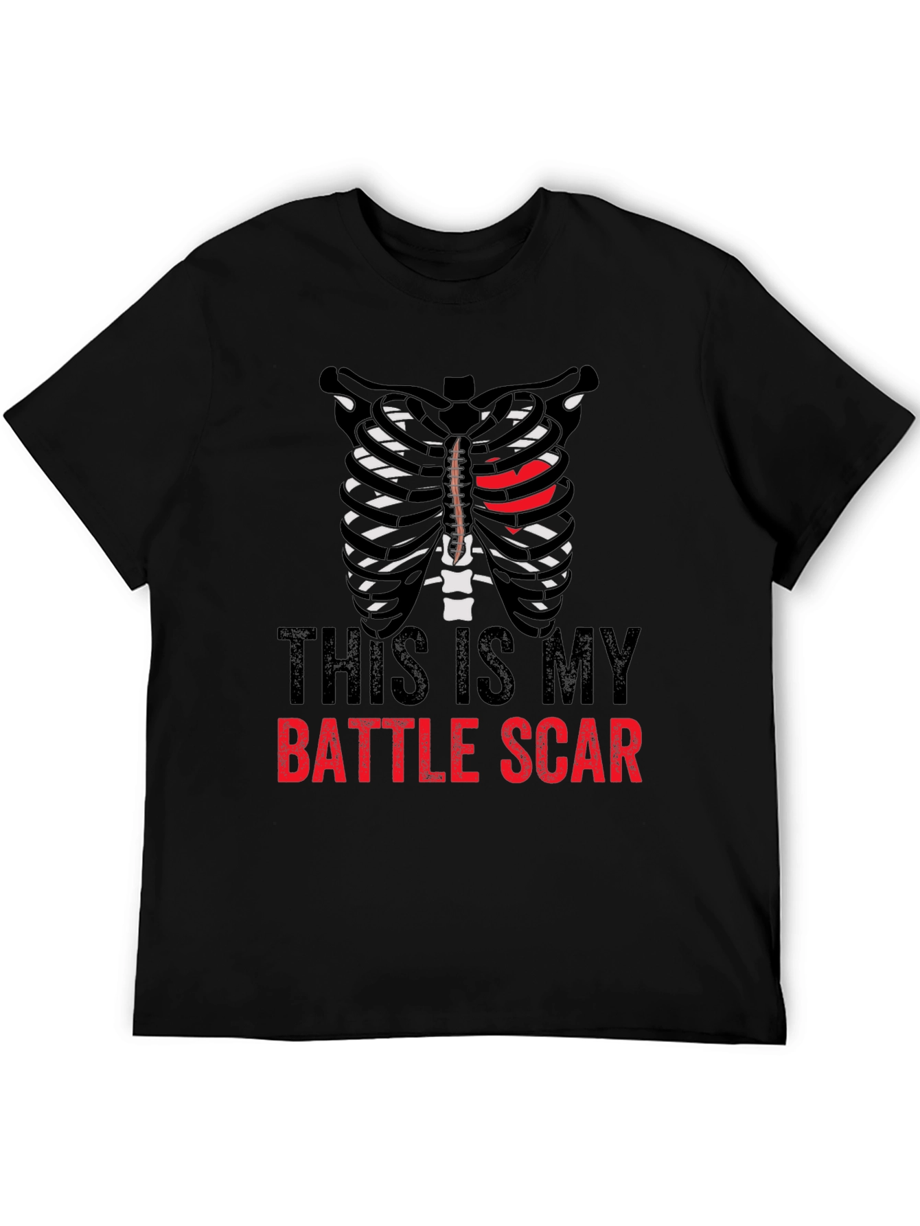 Black Battle Scar Ribcage Graphic Tee - Men's Novelty T-Shirt view 5