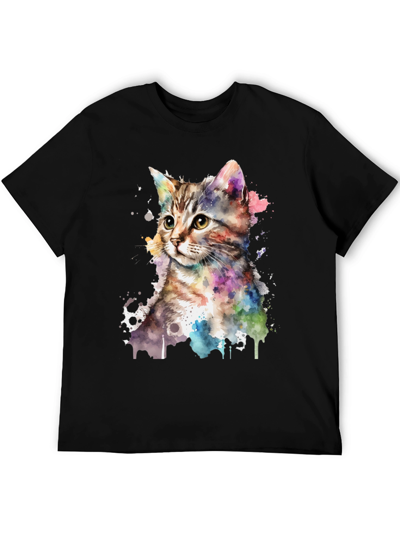 Black Watercolor Cat Graphic Tee view 5