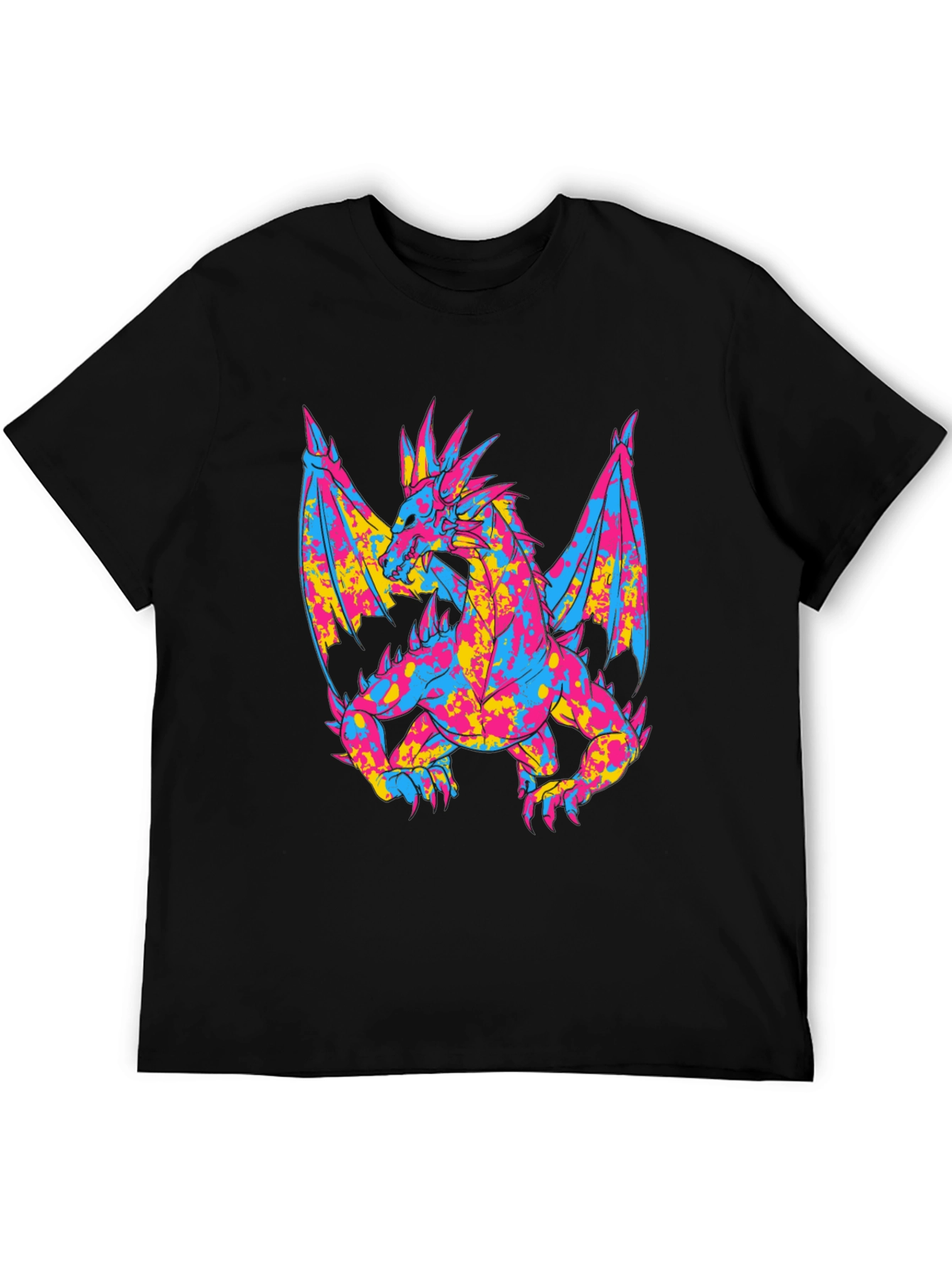 Black Vibrant Dragon Graphic Black T-Shirt view 5
