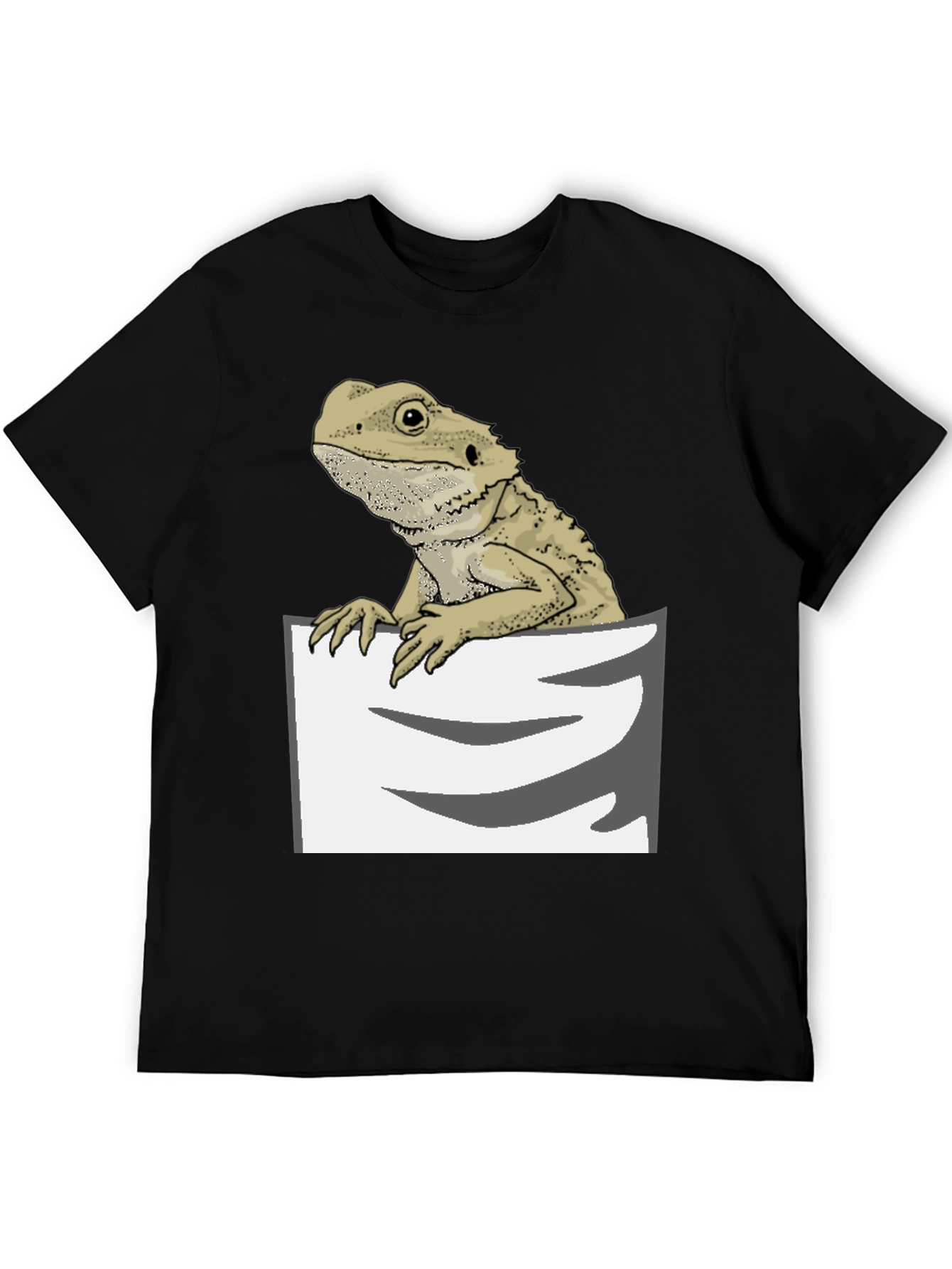Black Bearded Dragon Pocket T-Shirt - Cool Reptile Lover Tee view 5