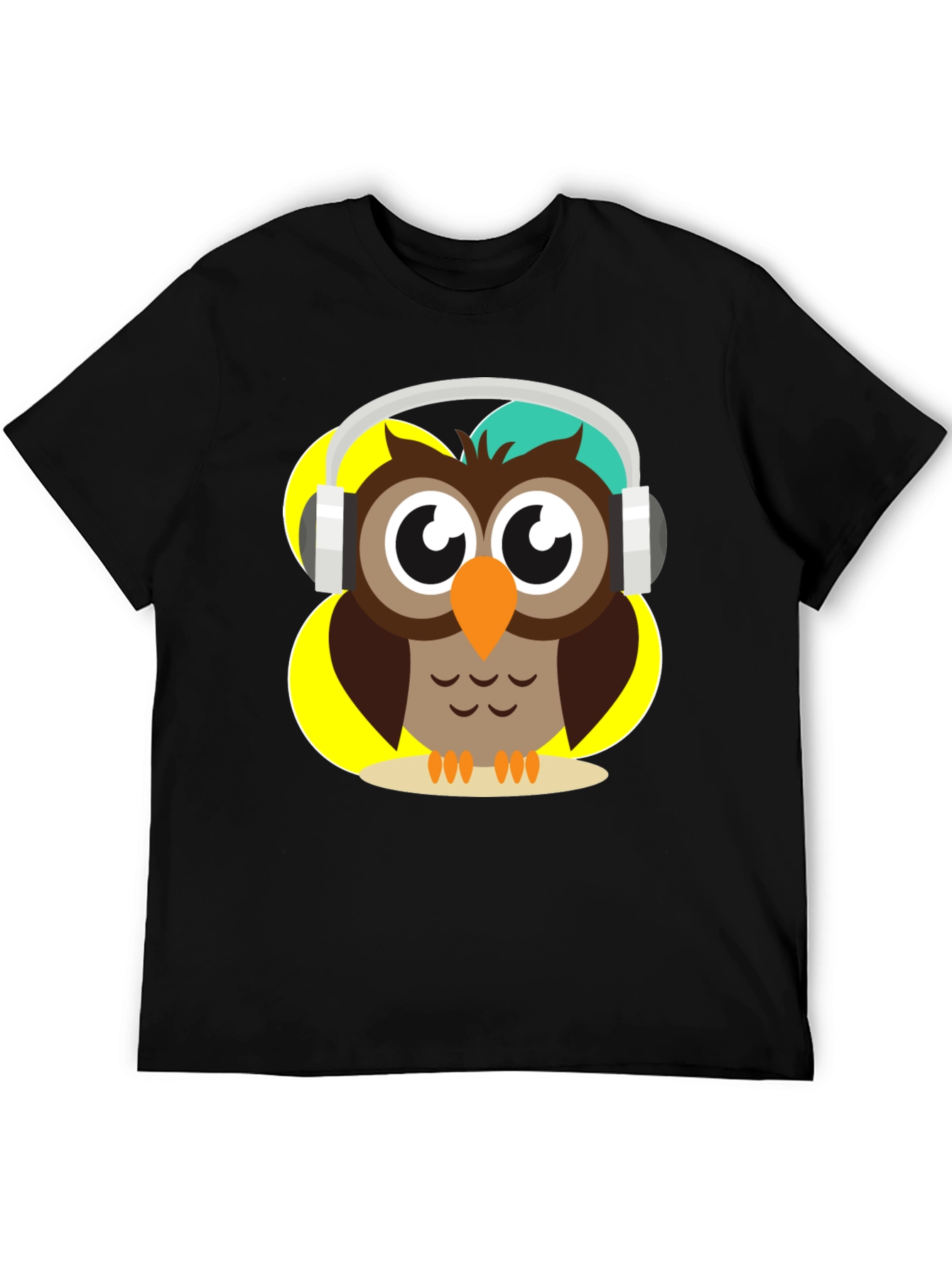 Black Owl Wearing Headphones Graphic T-Shirt view 5