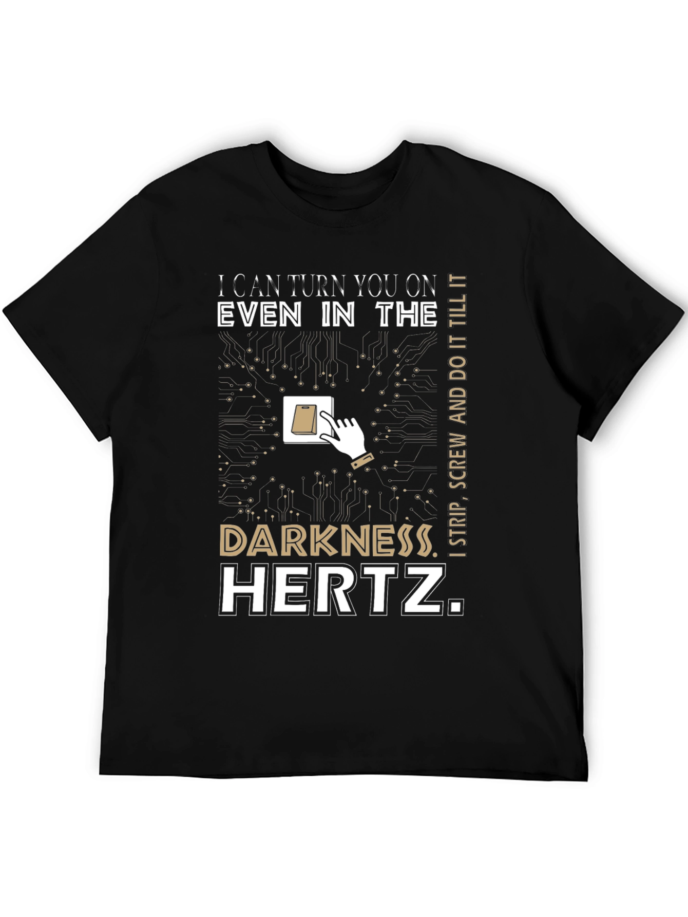 Black I Can Turn You On Funny Electrical T-Shirt view 5