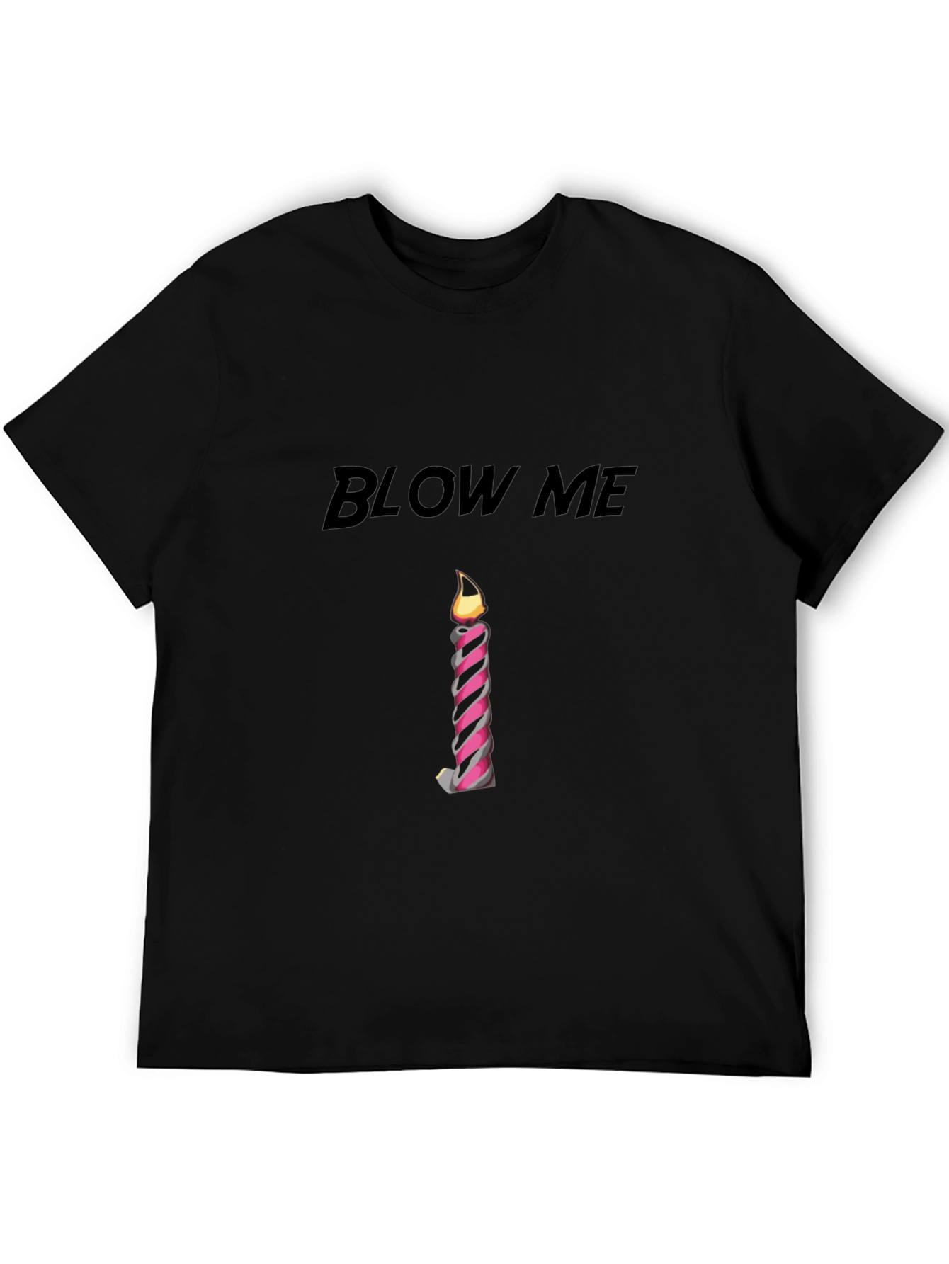 Black Blow Me Candle Graphic Black T-Shirt view 5