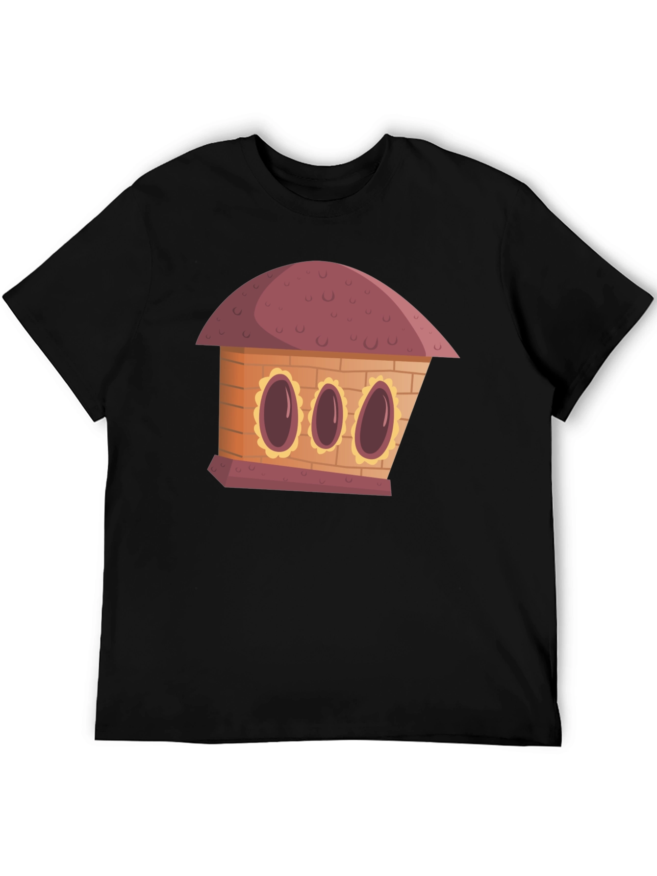 Black Cartoon House Graphic Tee - Unique Design view 5