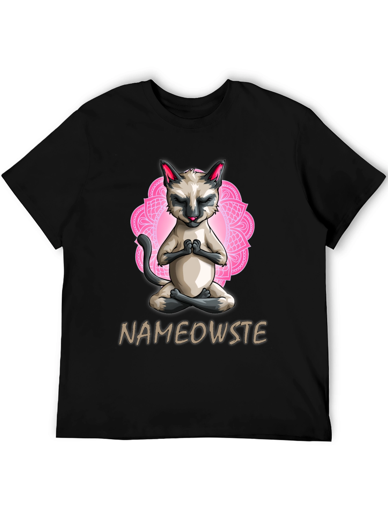 Black Nameowste Cat Yoga T-Shirt - Meditating Feline Design view 5