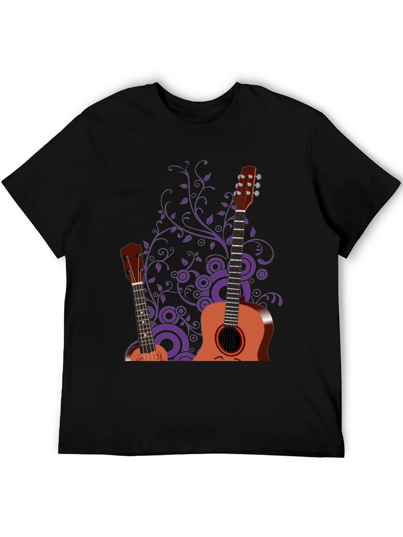 Black Stylish Guitar Graphic Black T-Shirt - Music Lover Tee view 5