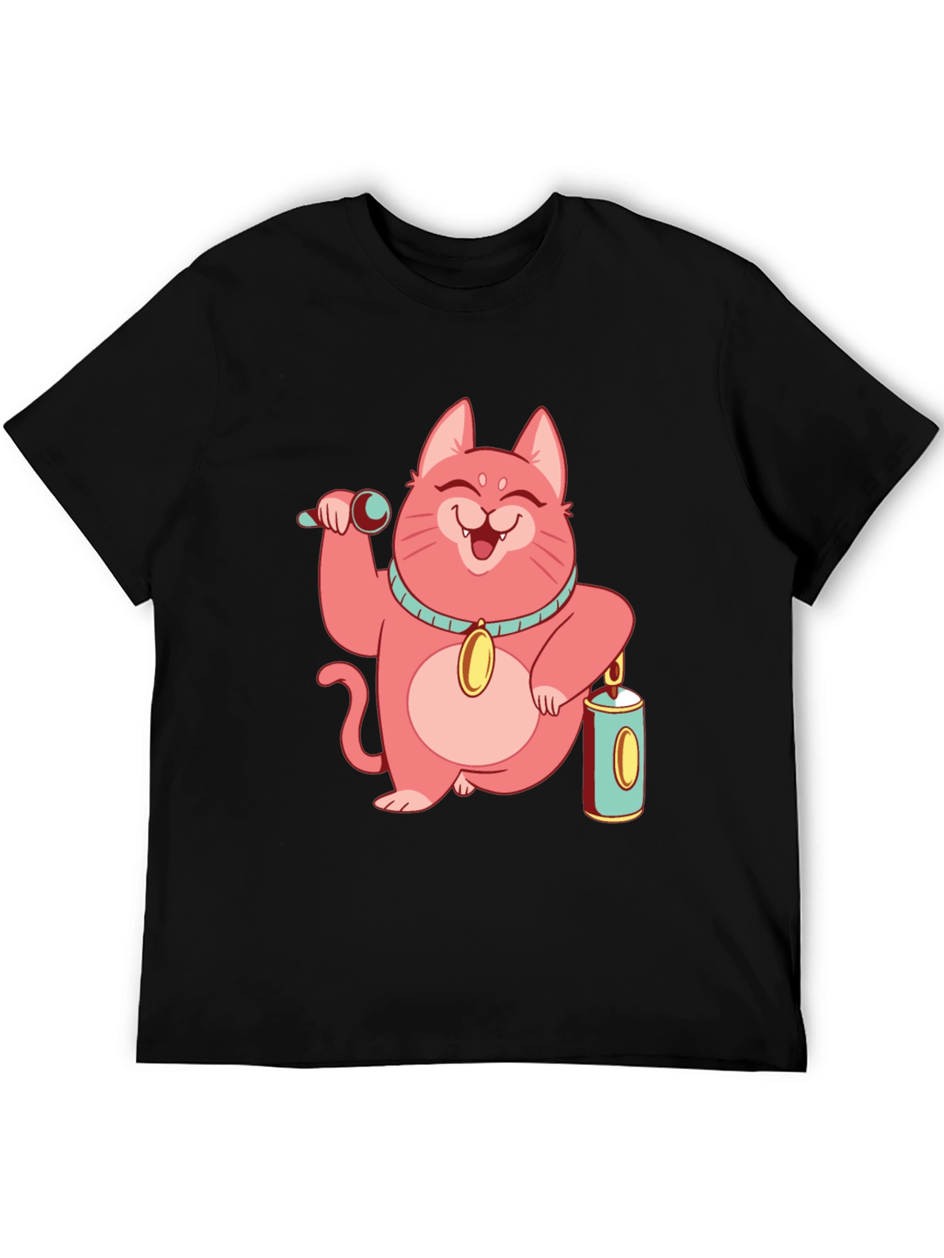 Black Pink Lucky Cat T-Shirt view 5