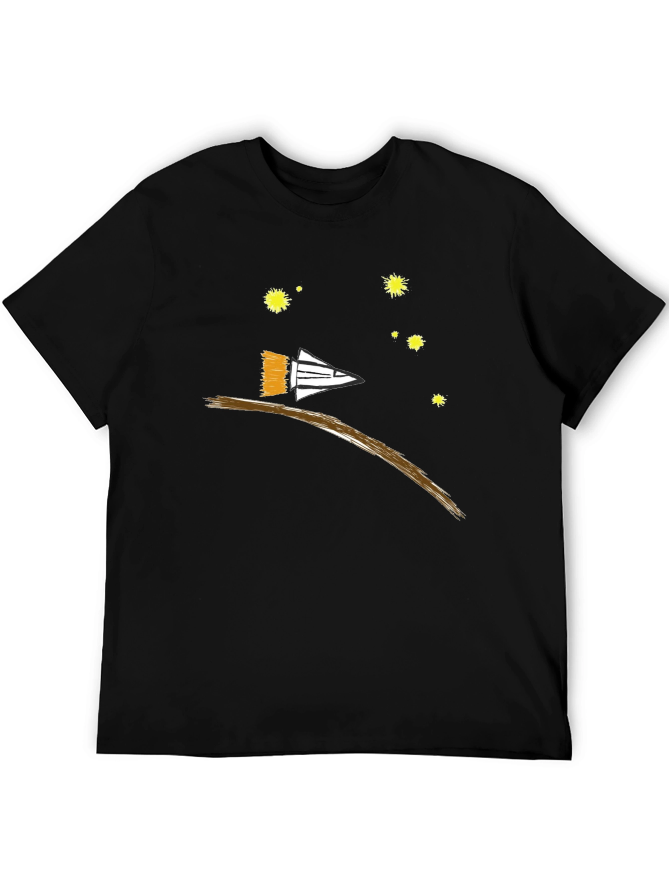 Black Men's Graphic Tee - Rocket & Stars view 5