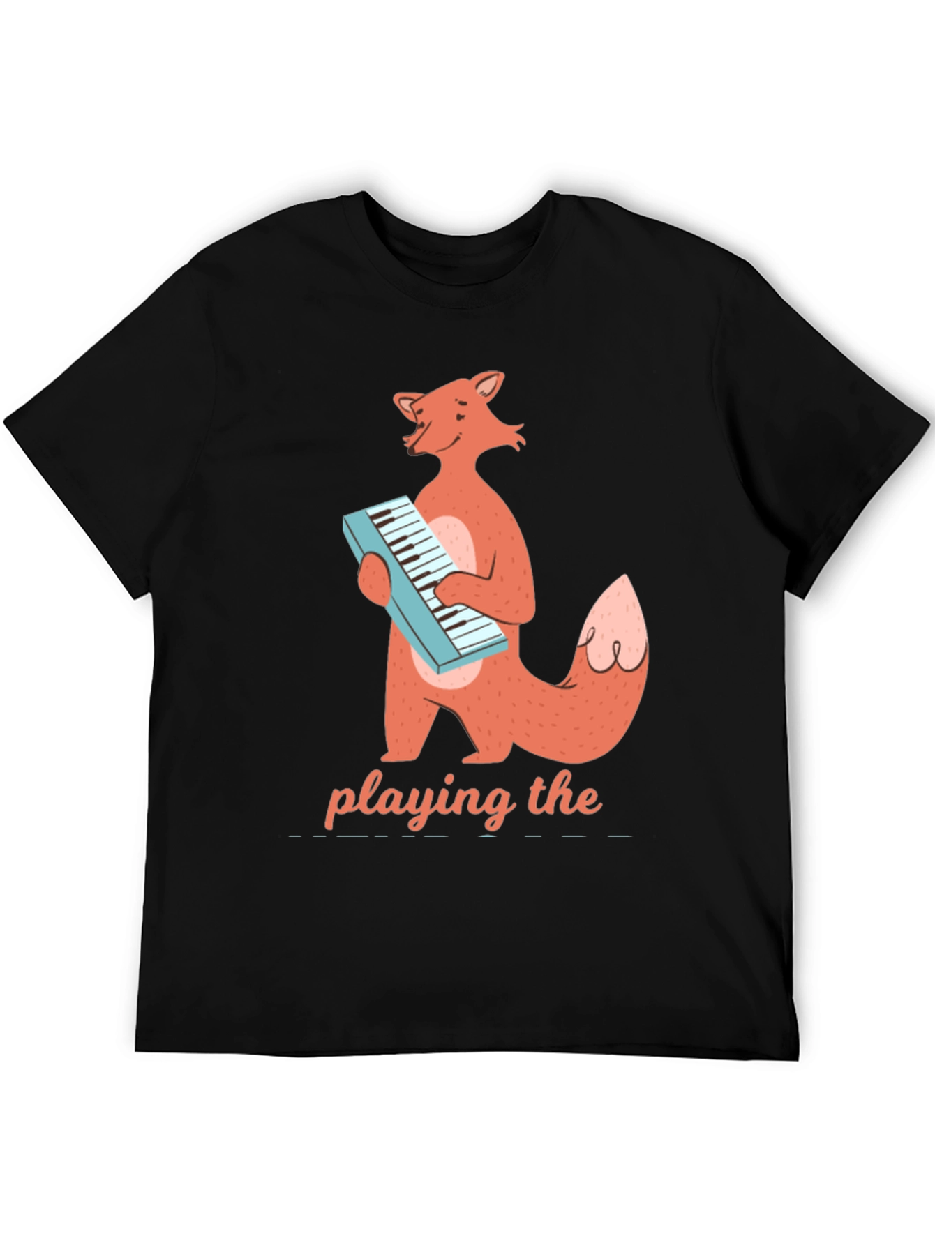 Black Fox Playing Keyboard T-Shirt - Cute Animal Music Tee view 5