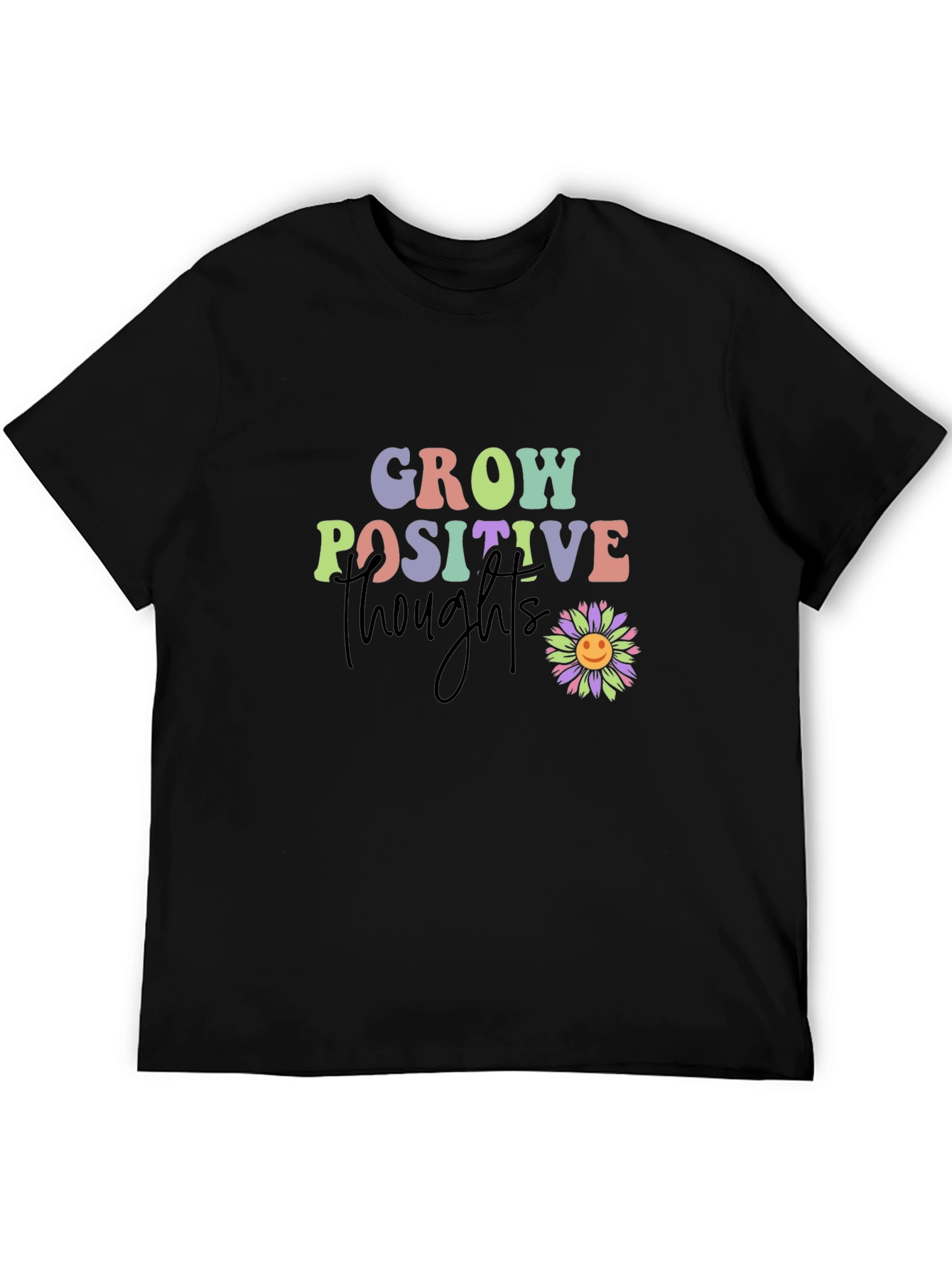 Black Grow Positive Thoughts T-Shirt - Black Tee view 5