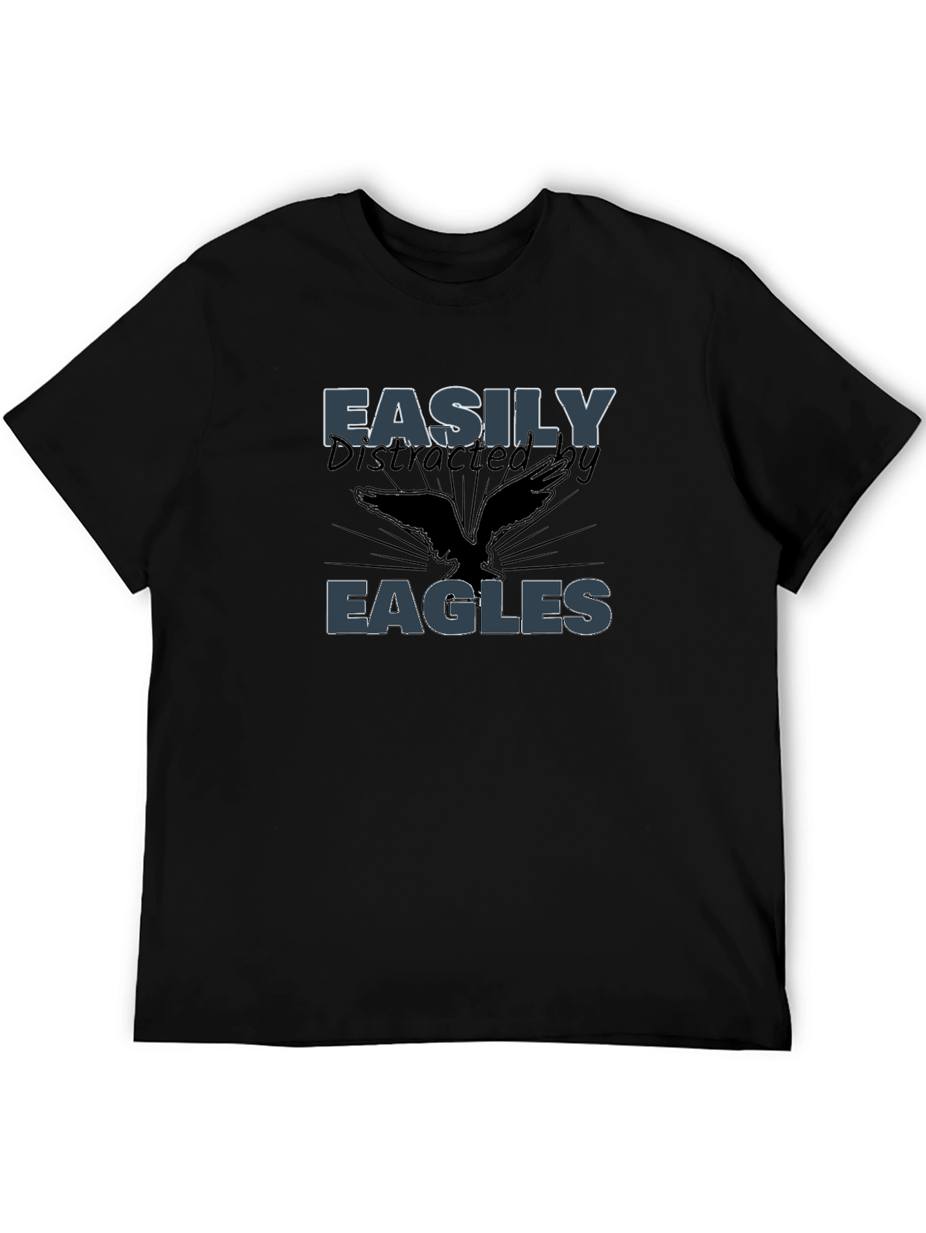 Black Easily Distracted by Eagles T-Shirt view 5