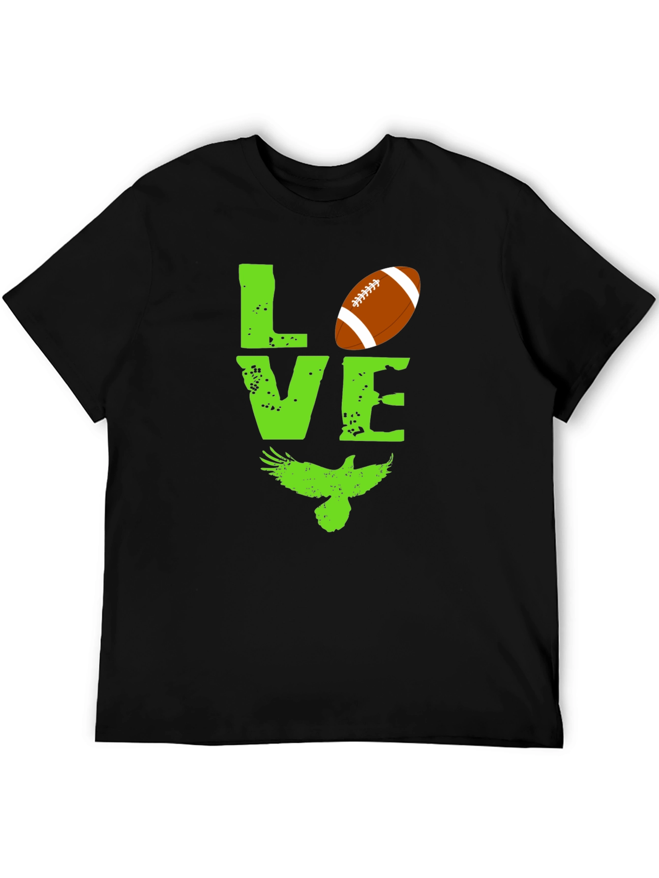 Black Love Football and Eagles Graphic T-Shirt view 5