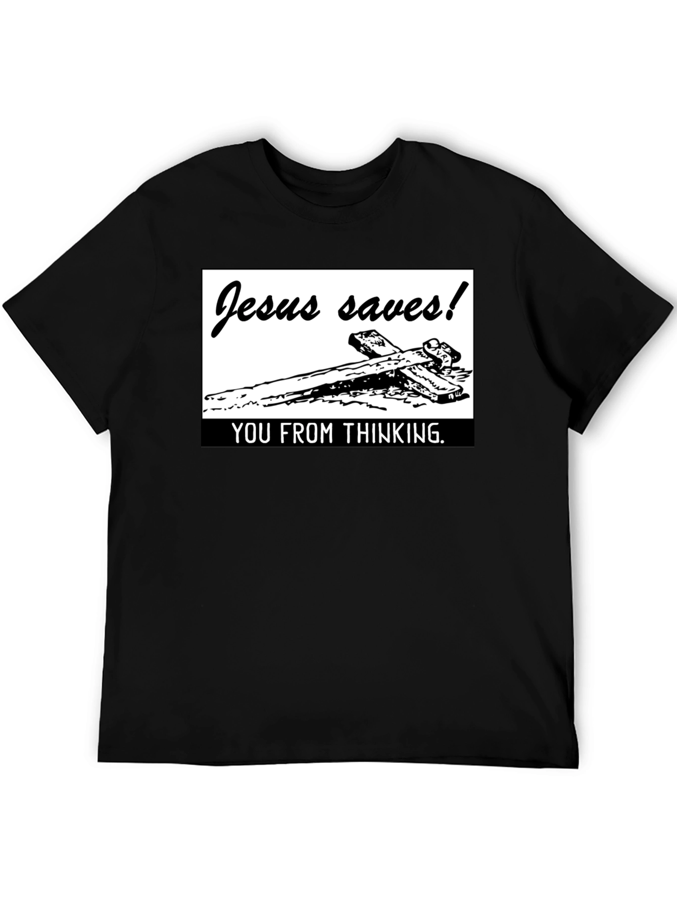 Black Jesus Saves! Graphic T-Shirt - Black view 5