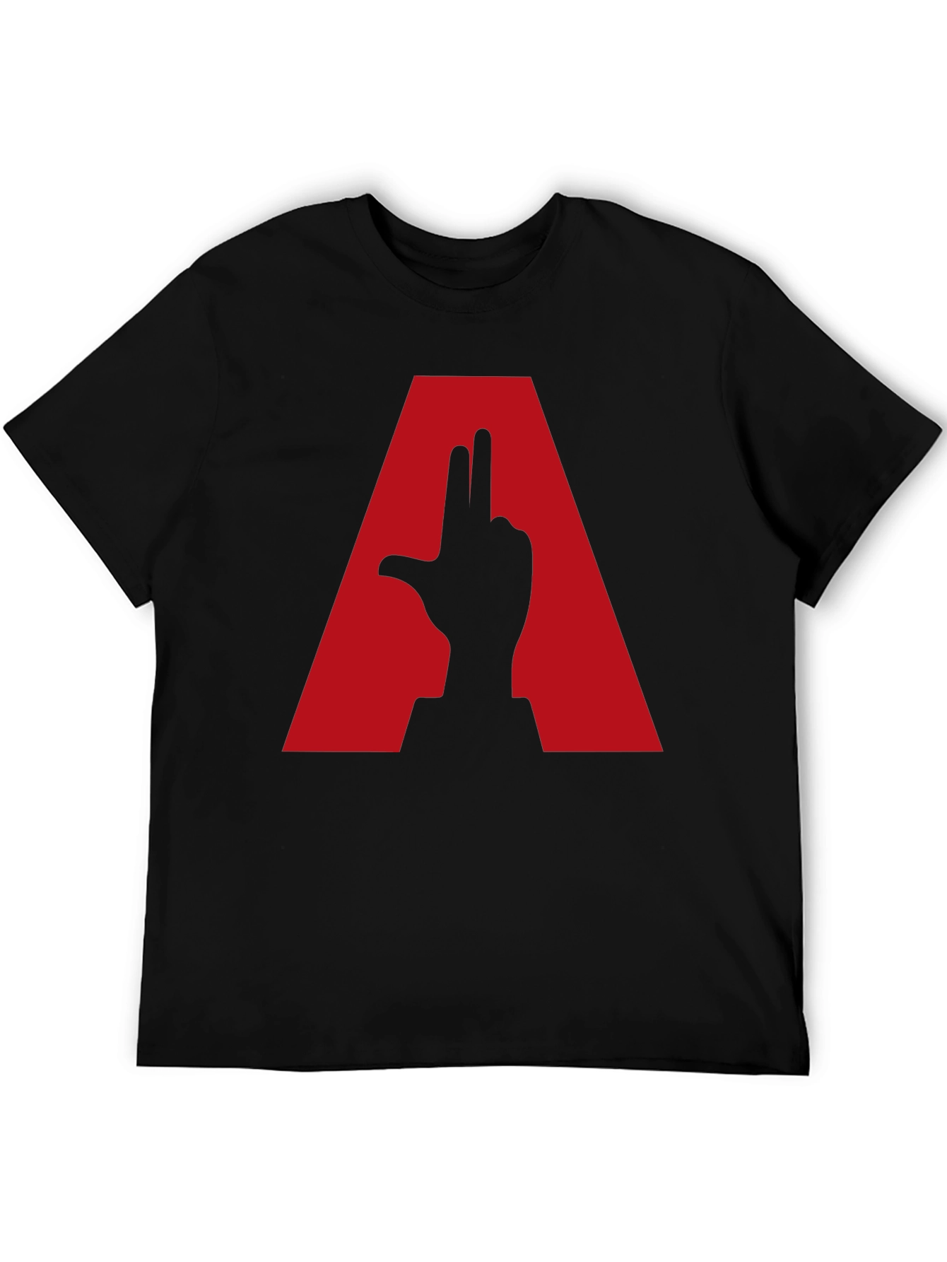 Black Novelty Graphic Tee - Letter A & Hand Design view 5