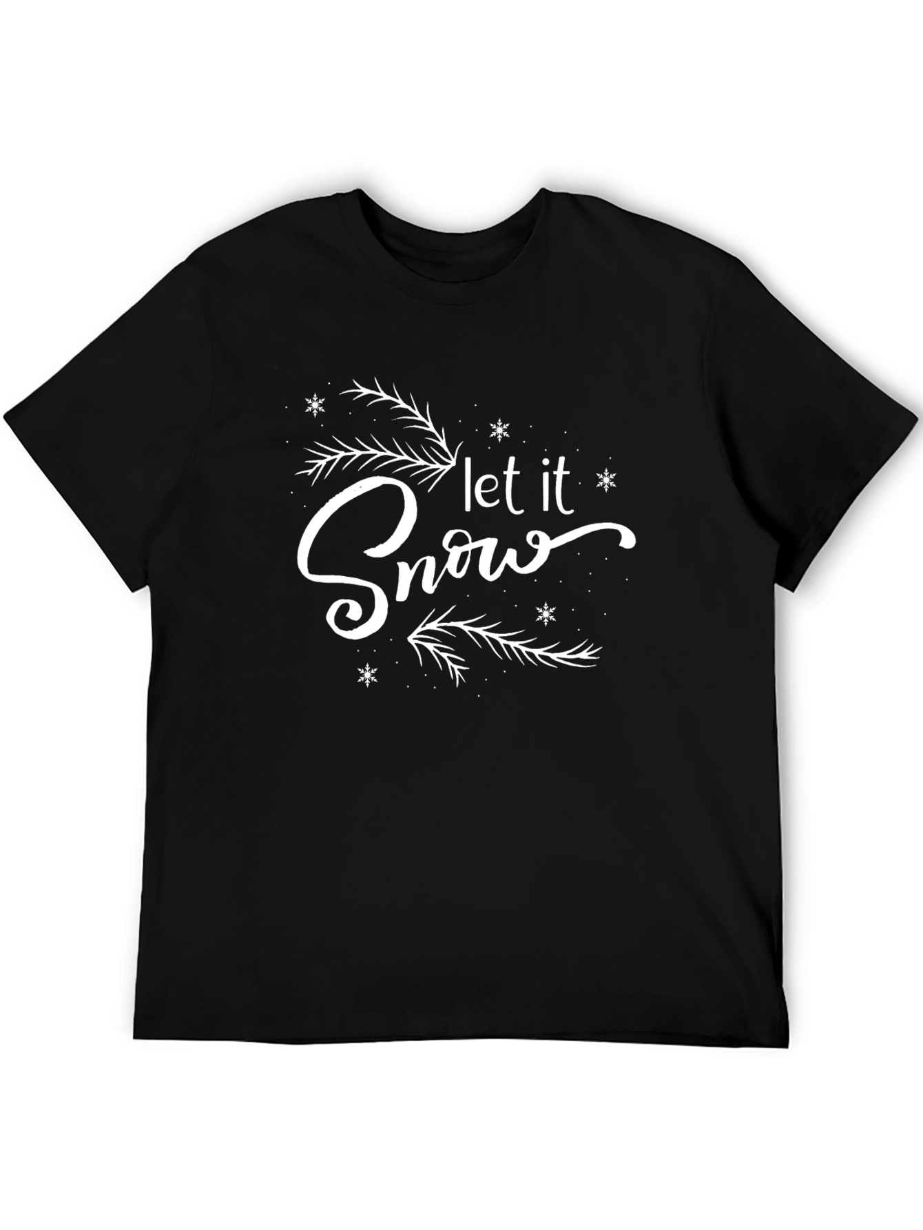 Black Let It Snow Graphic Tee, Christmas T-Shirt view 5