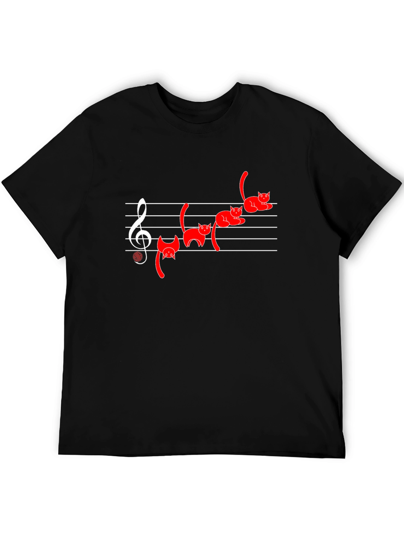 Black Cat Music T-Shirt - Black Cotton Blend view 5