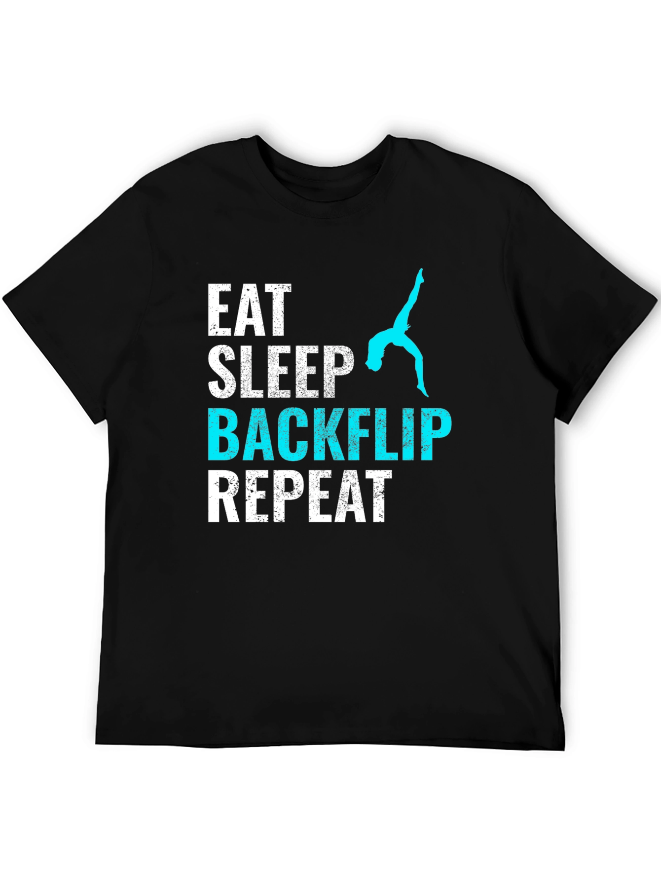 Black Eat Sleep Backflip Repeat T-Shirt - Gymnast Tee view 5