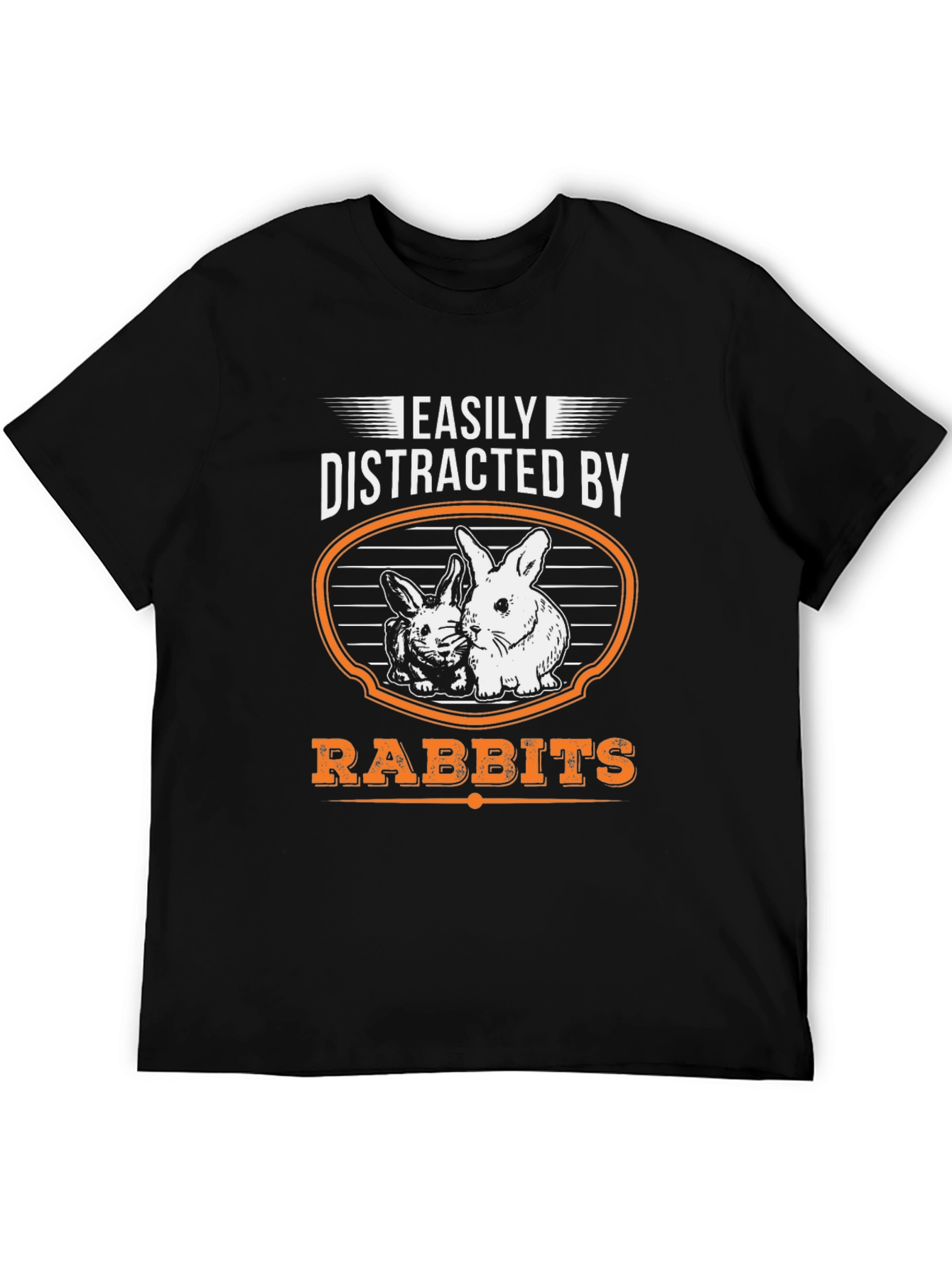 Black Easily Distracted By Rabbits Funny Graphic T-Shirt view 5