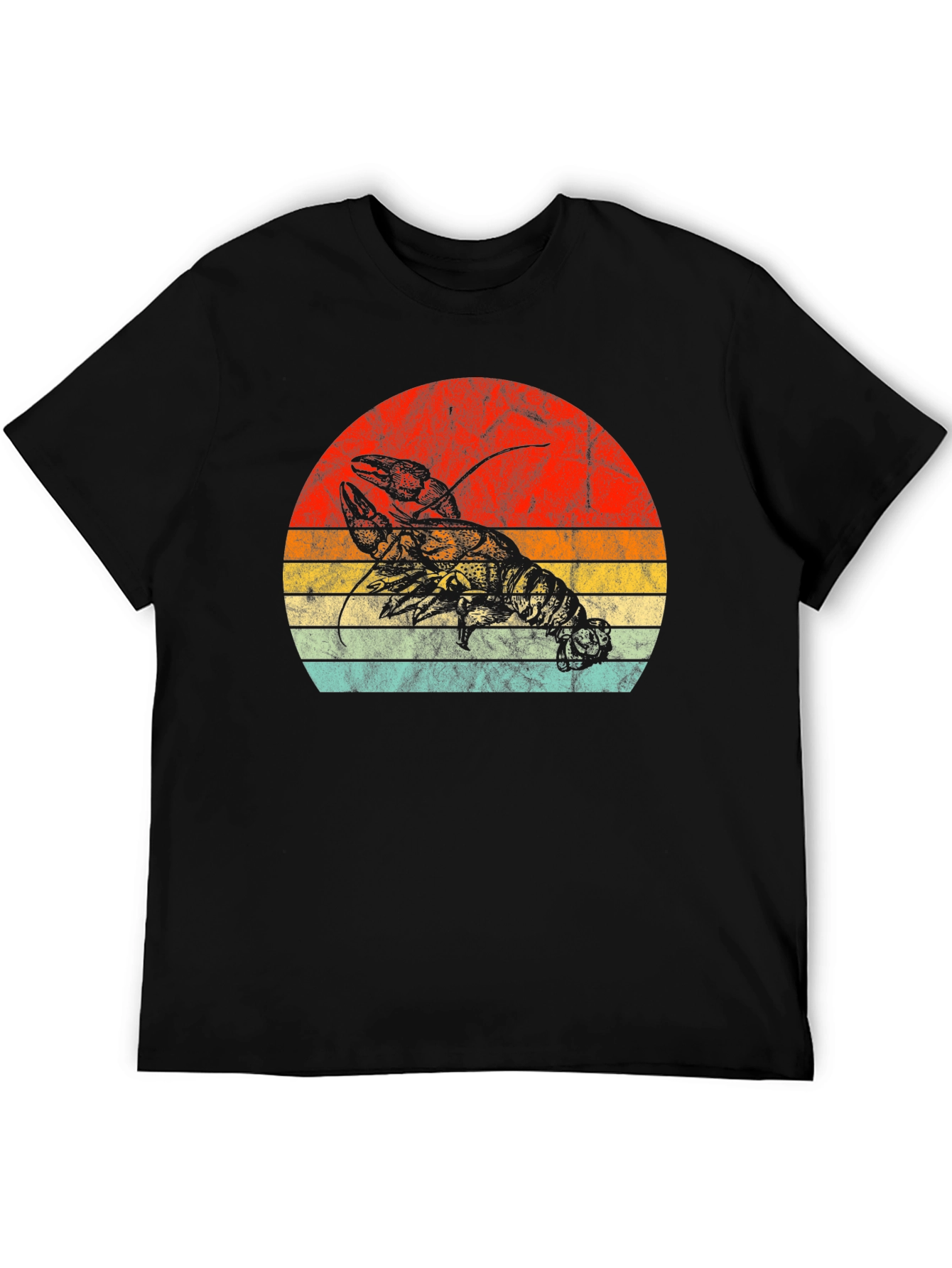 Black Retro Lobster Sunset Graphic Tee - Black view 5